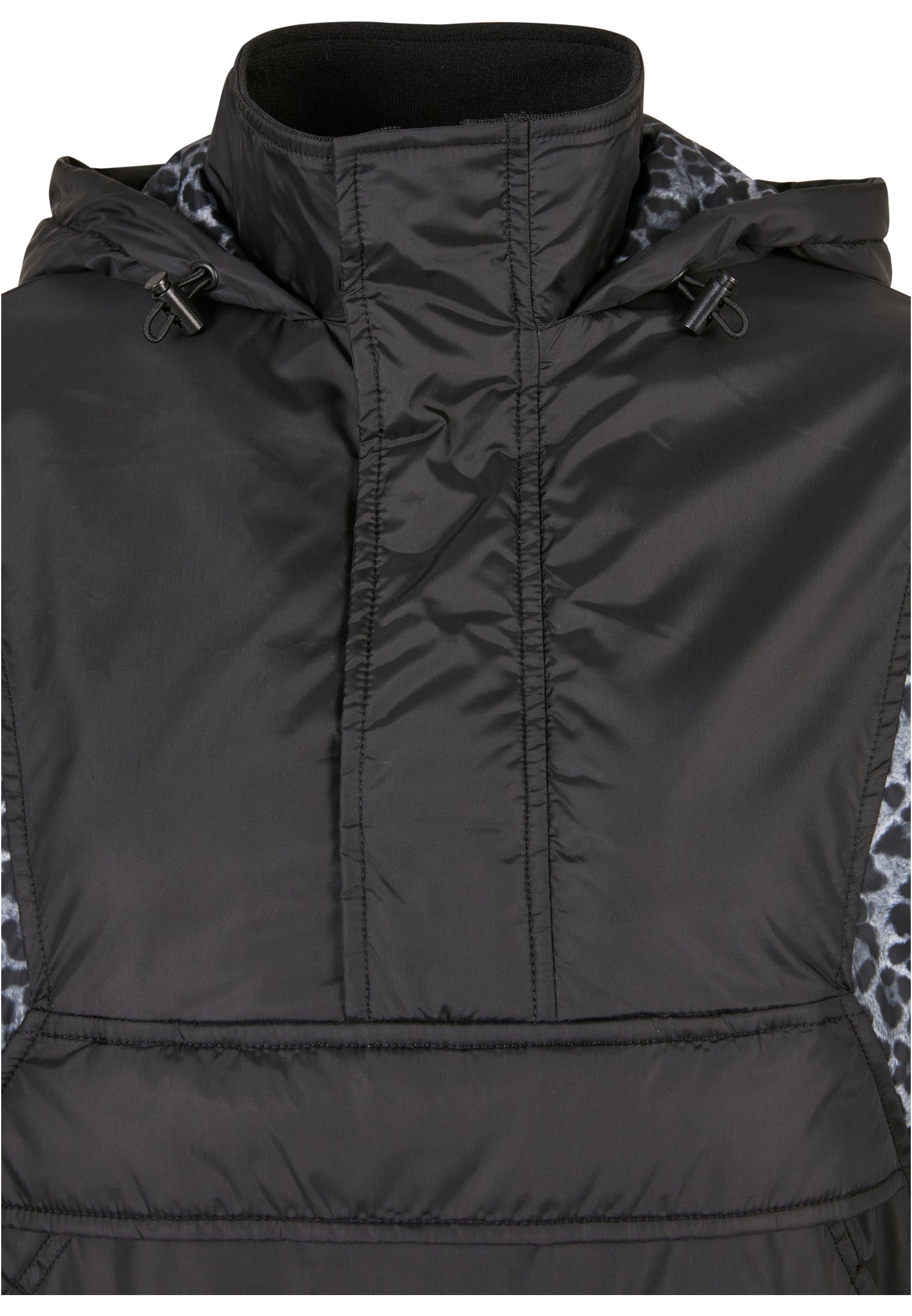 Ladies AOP Mixed Pull Over Jacket | black/snowleo/lightasphalt