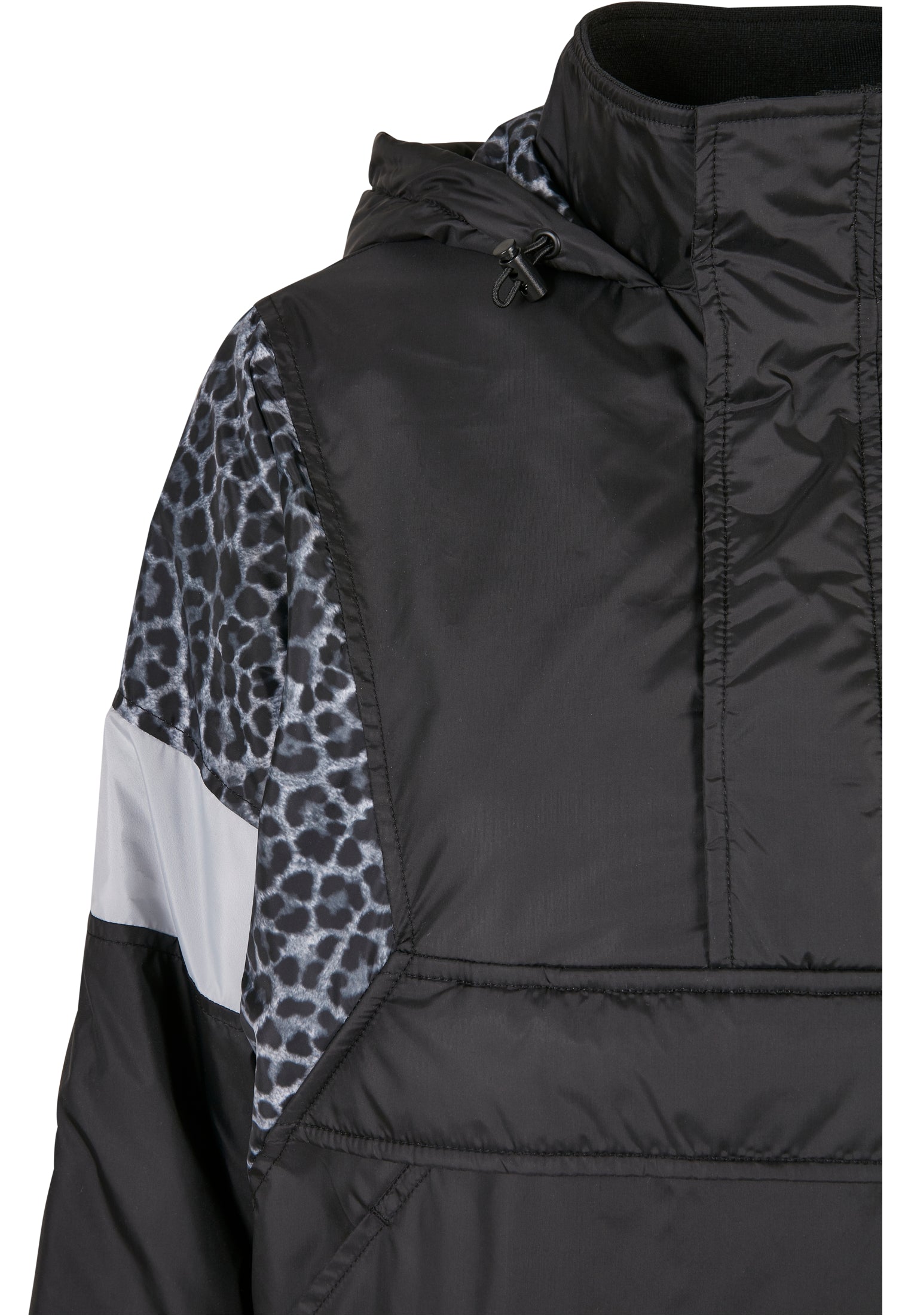 Ladies AOP Mixed Pull Over Jacket | black/snowleo/lightasphalt