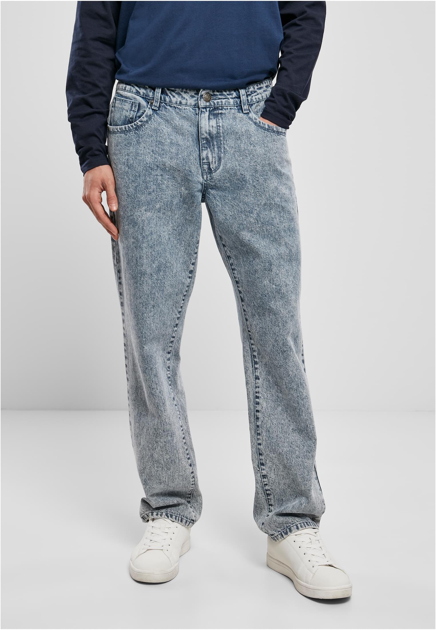 Loose Fit Jeans | light skyblue acid washed