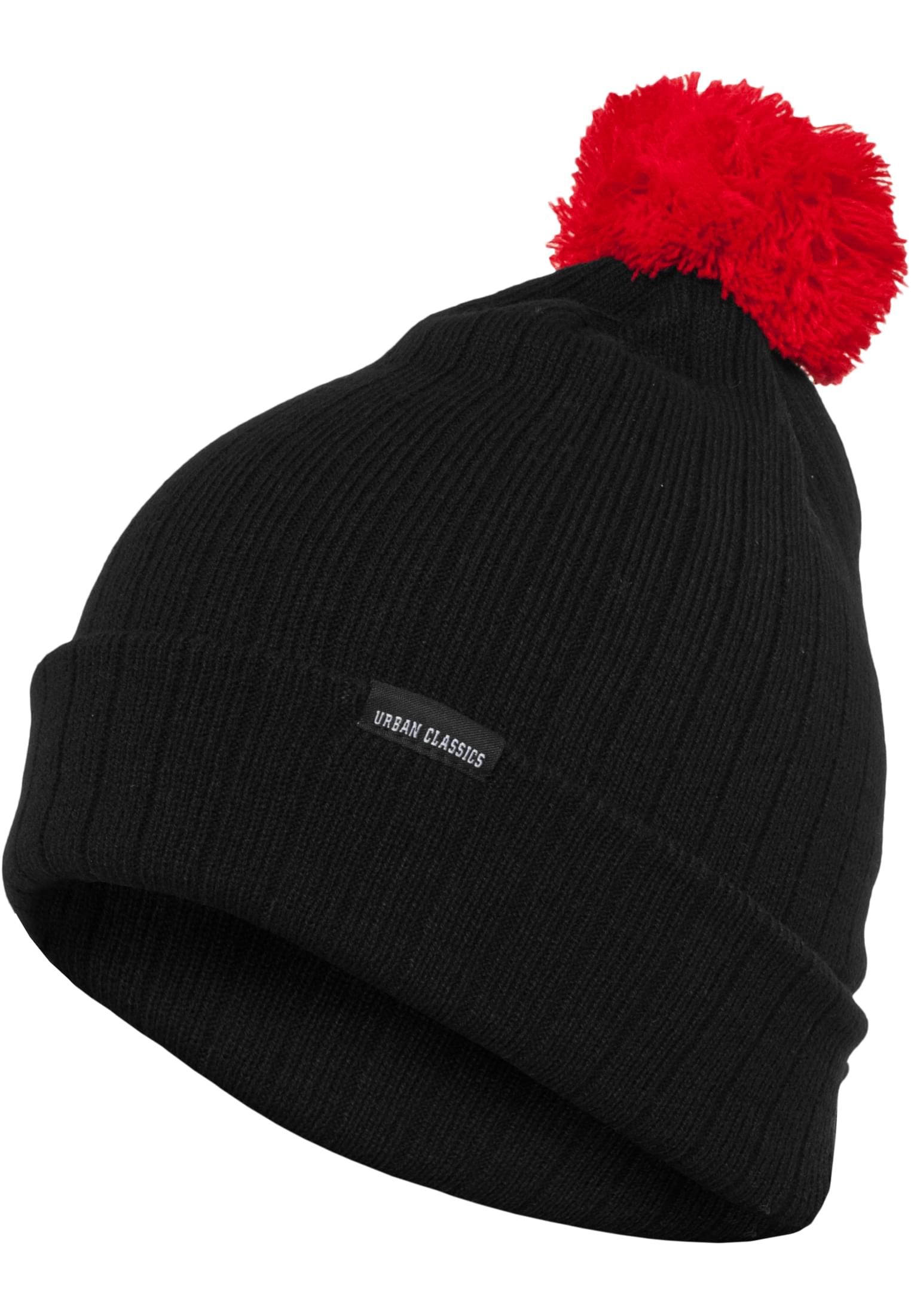 Contrast Bobble Beanie | blk/red