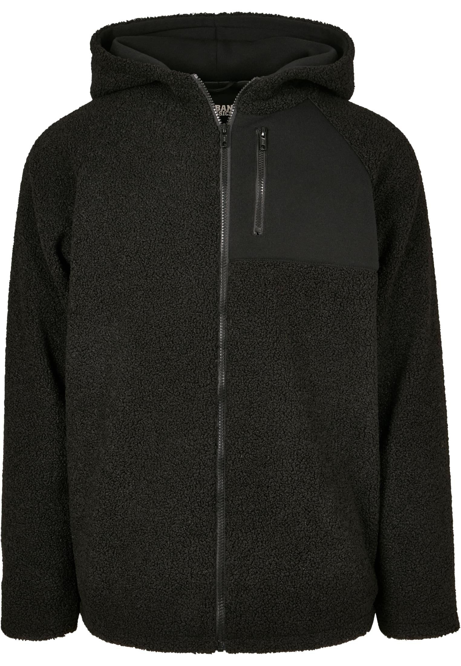 Hooded Sherpa Zip Jacket | black