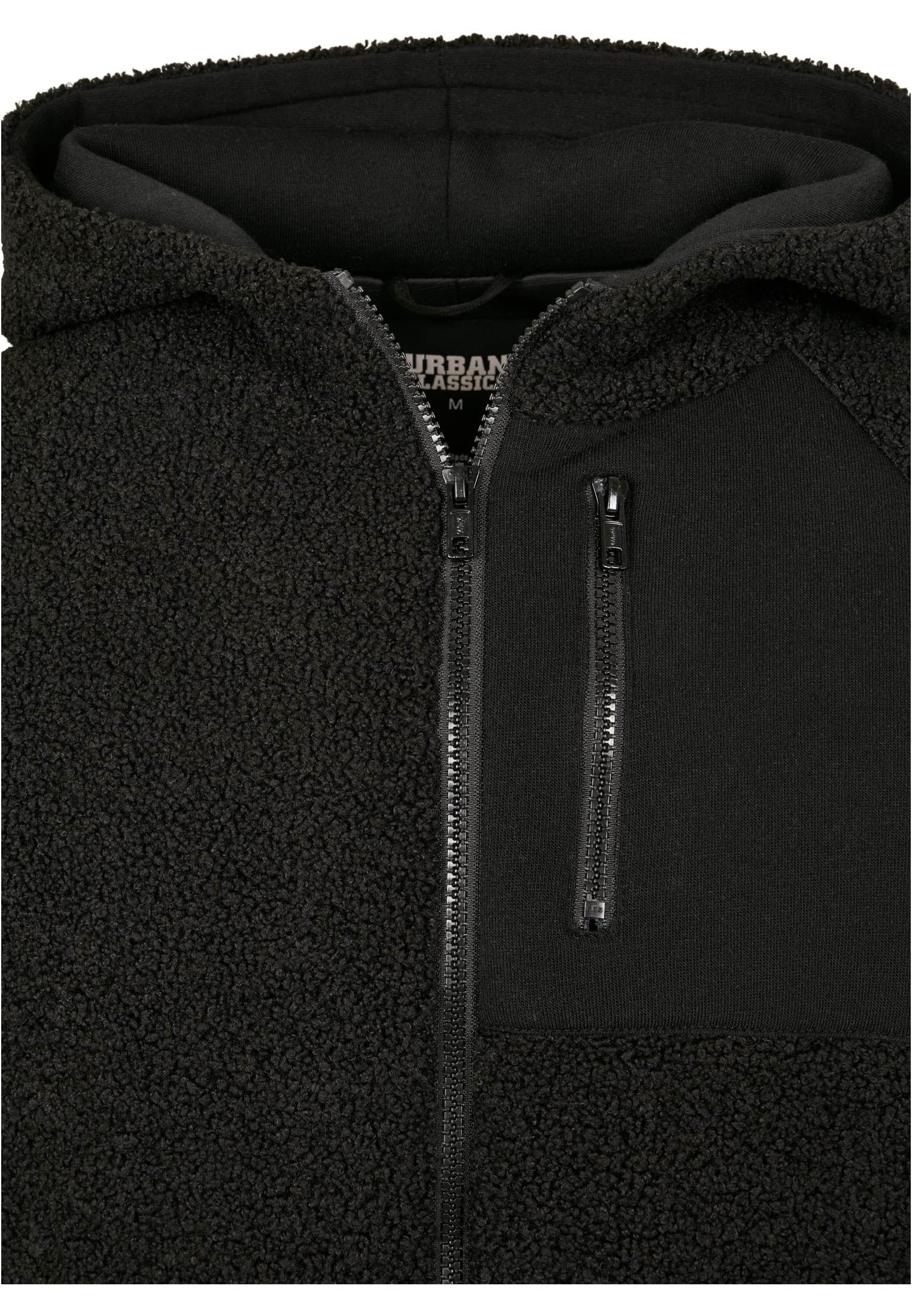 Hooded Sherpa Zip Jacket | black