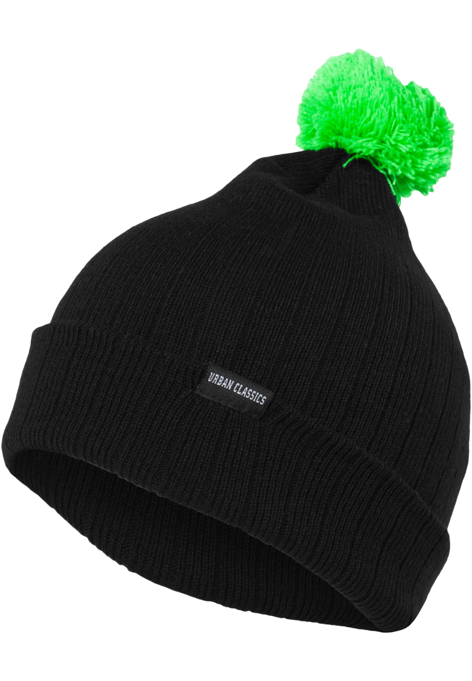 Neon Contrast Bobble Beanie | blk/grn