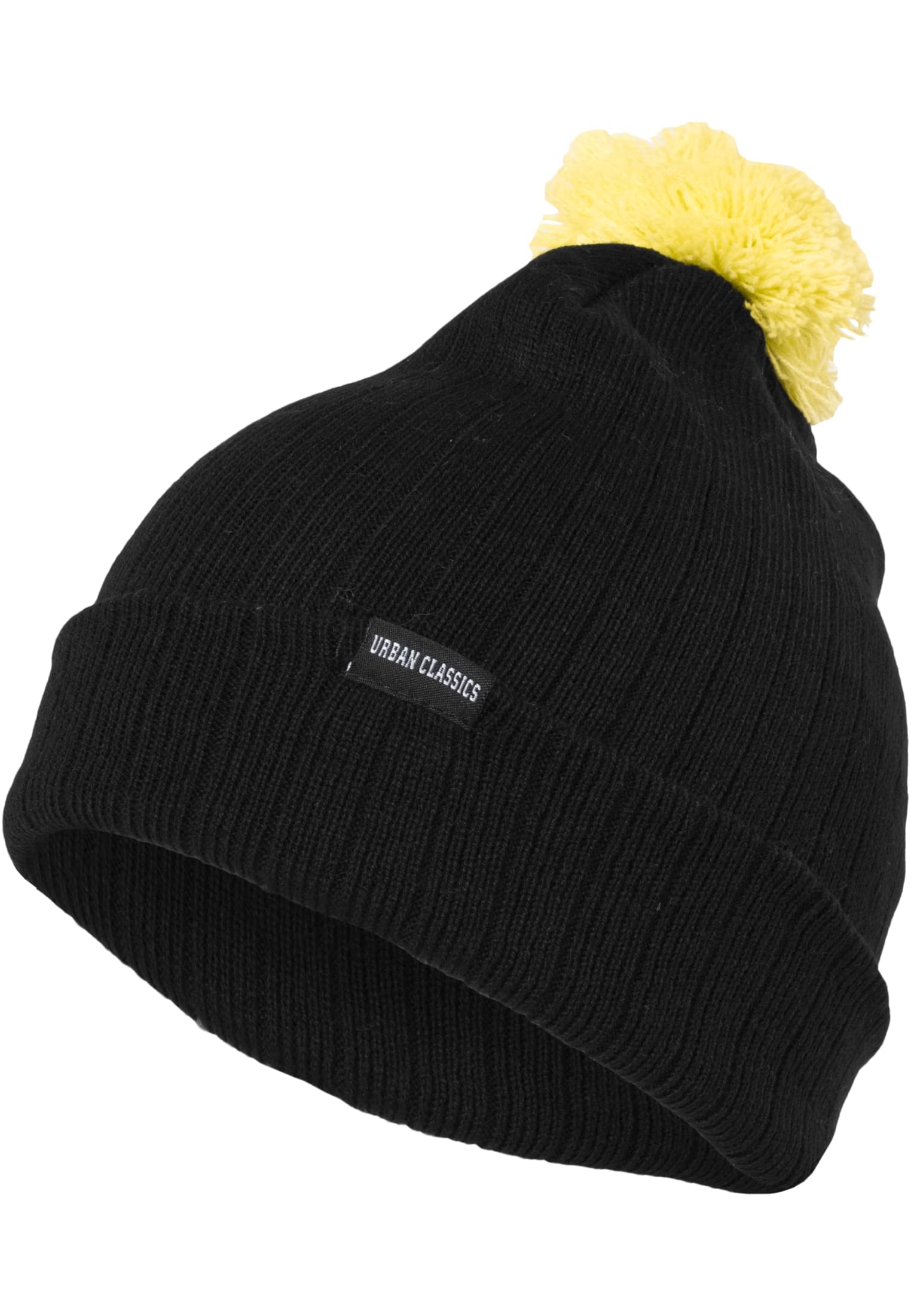 Neon Contrast Bobble Beanie | blk/yel