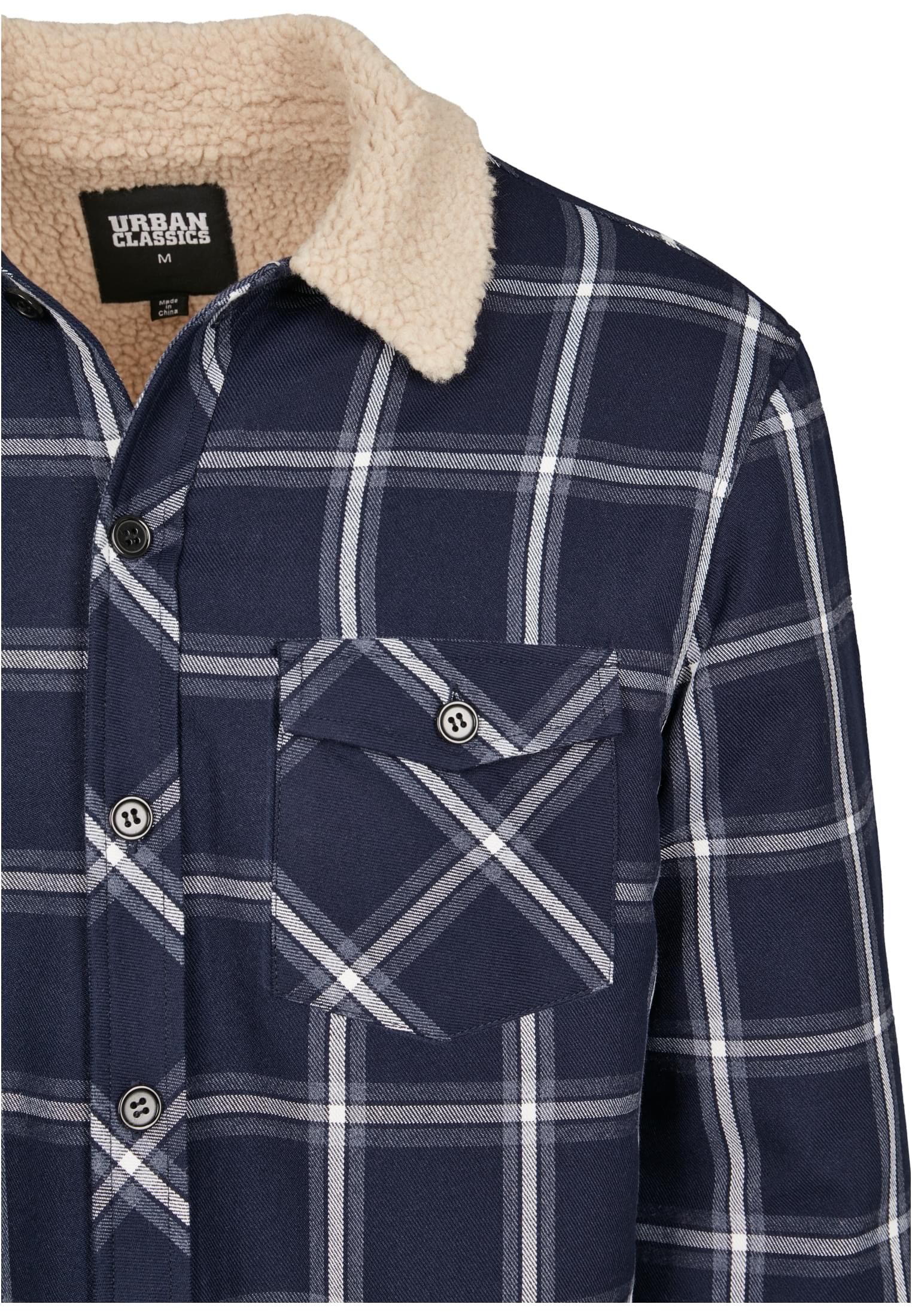 Sherpa Lined Shirt Jacket | navy/wht