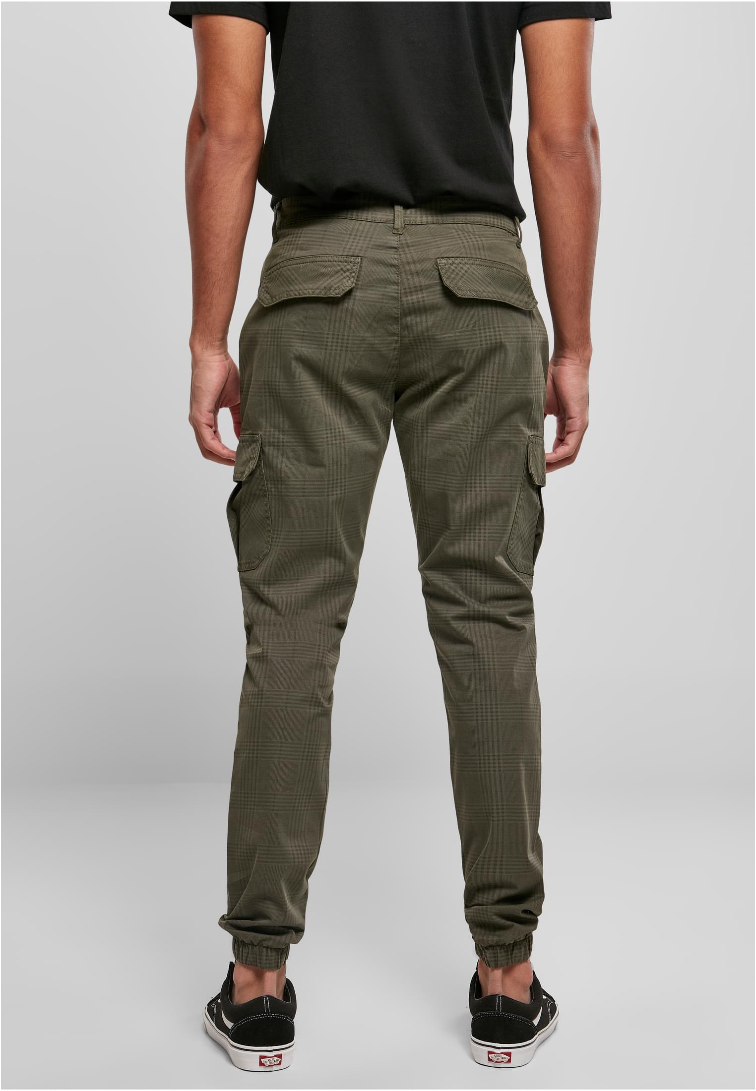 AOP Glencheck Cargo Jog Pants | olive