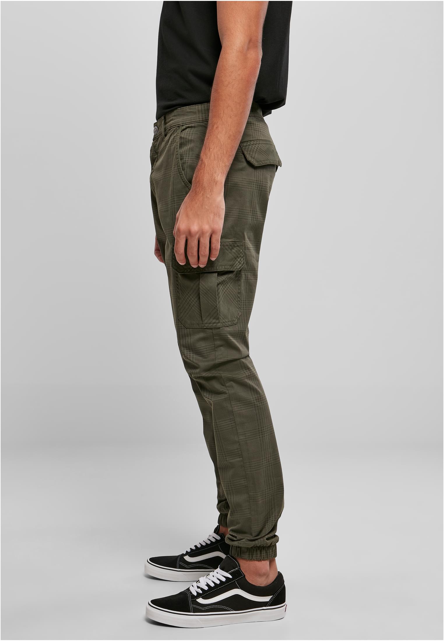 AOP Glencheck Cargo Jog Pants | olive