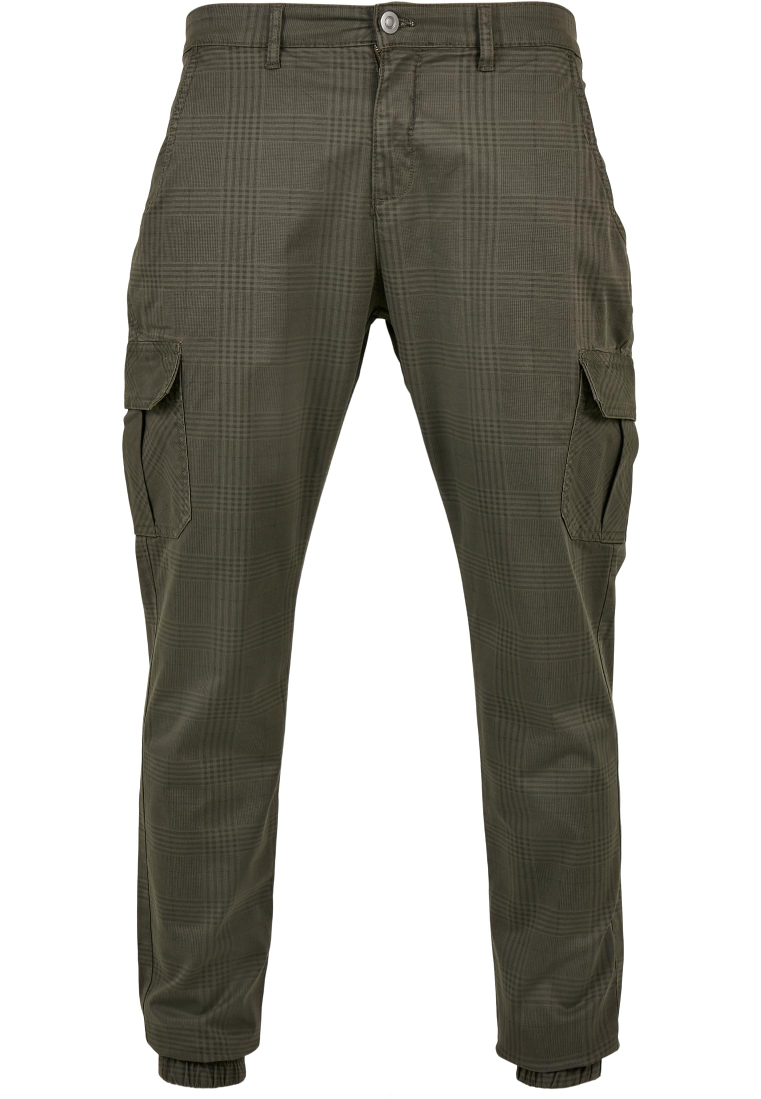 AOP Glencheck Cargo Jog Pants | olive