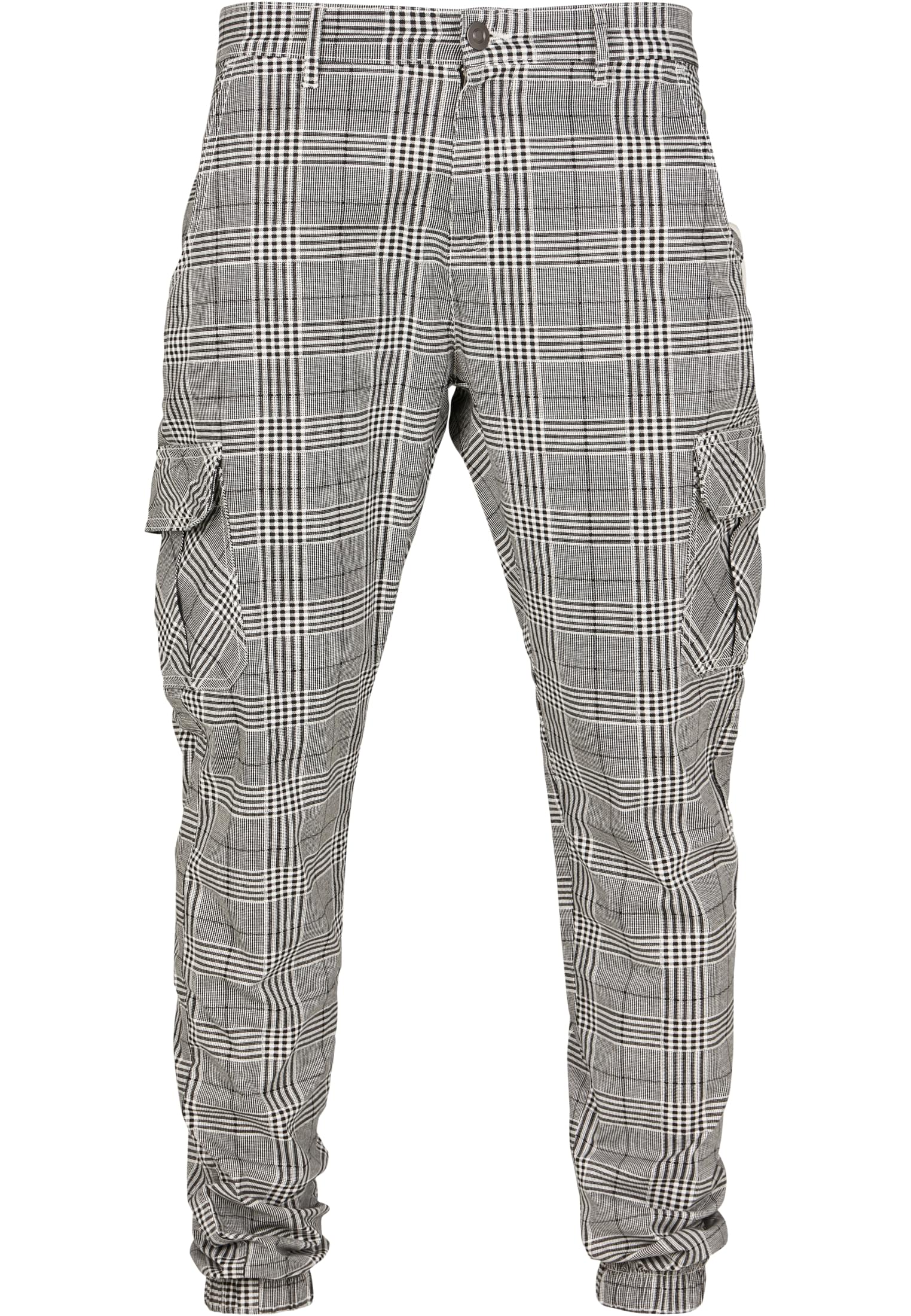 AOP Glencheck Cargo Jog Pants | white/black