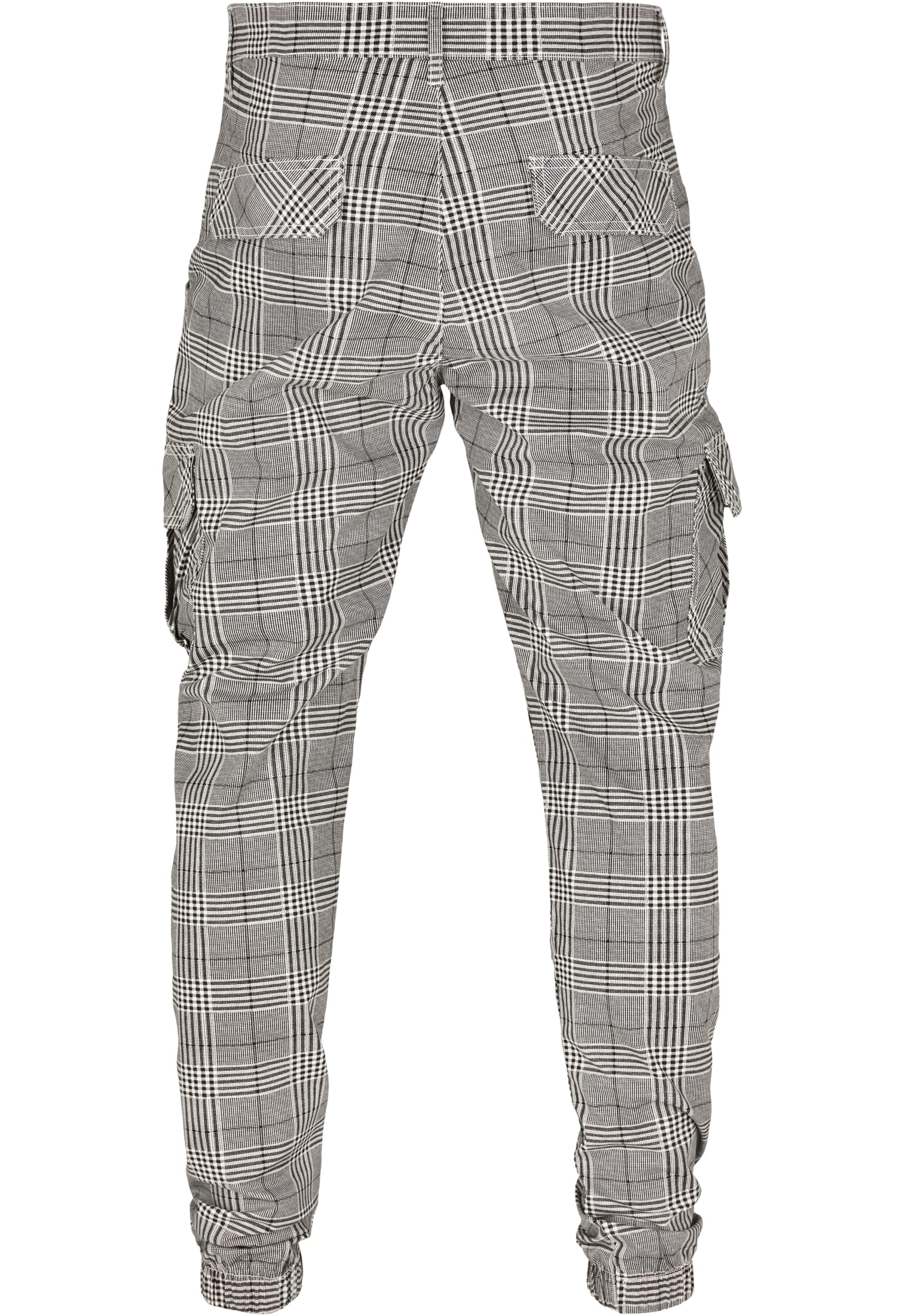 AOP Glencheck Cargo Jog Pants | white/black