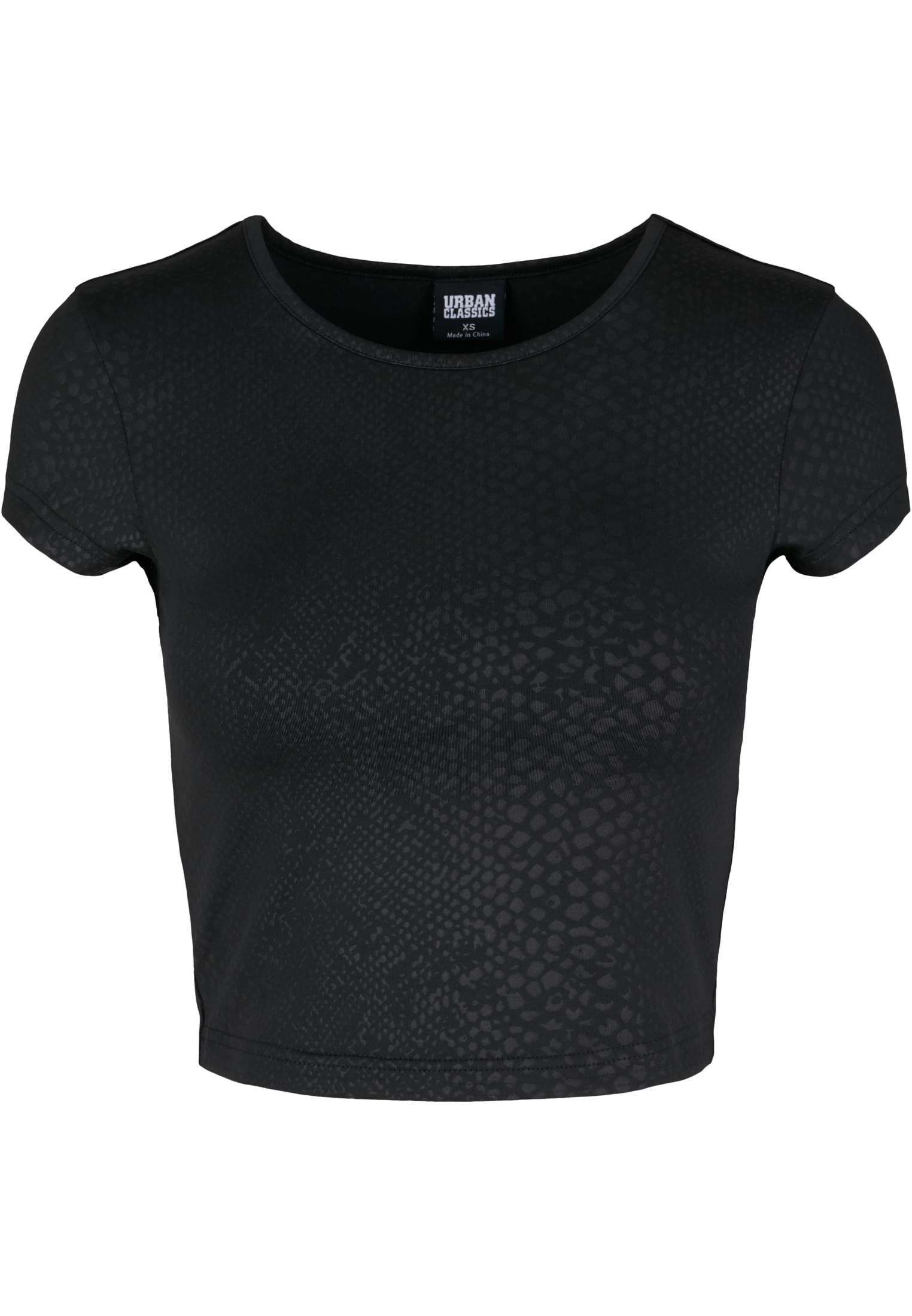 Ladies Stretch Pattern Cropped Tee | black snake