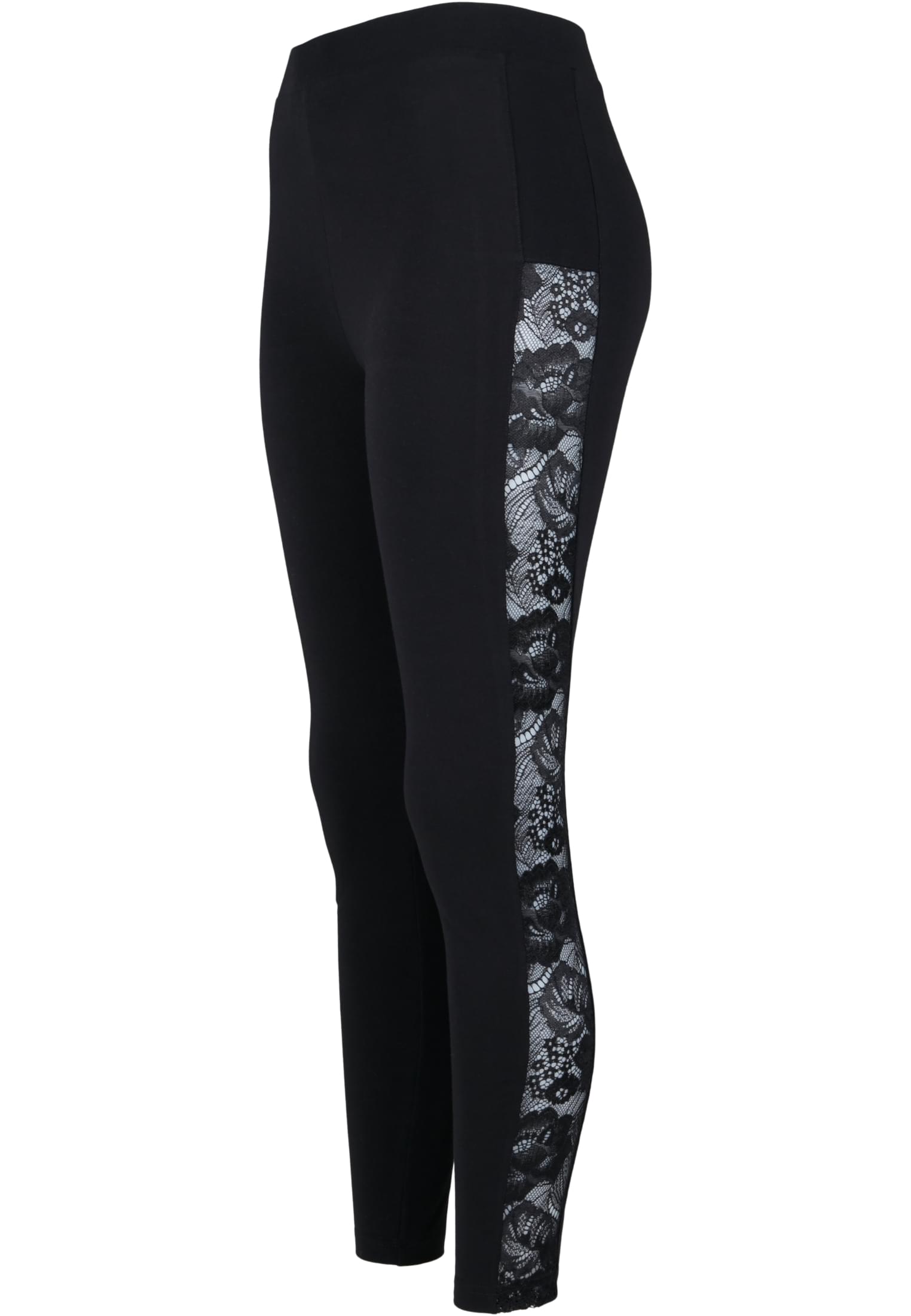 Ladies Lace Striped Leggings | black