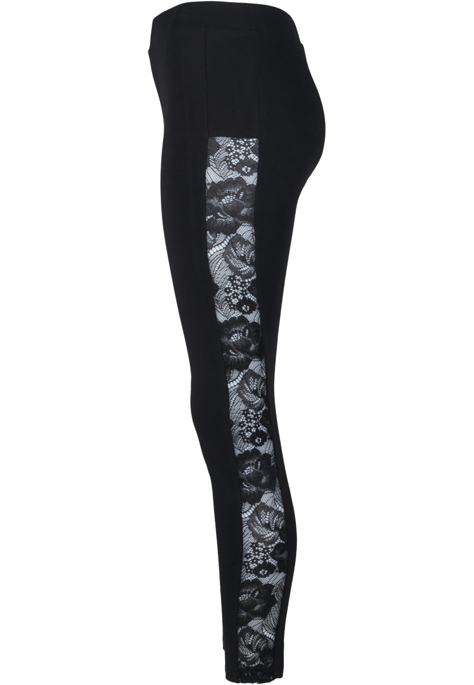 Ladies Lace Striped Leggings | black