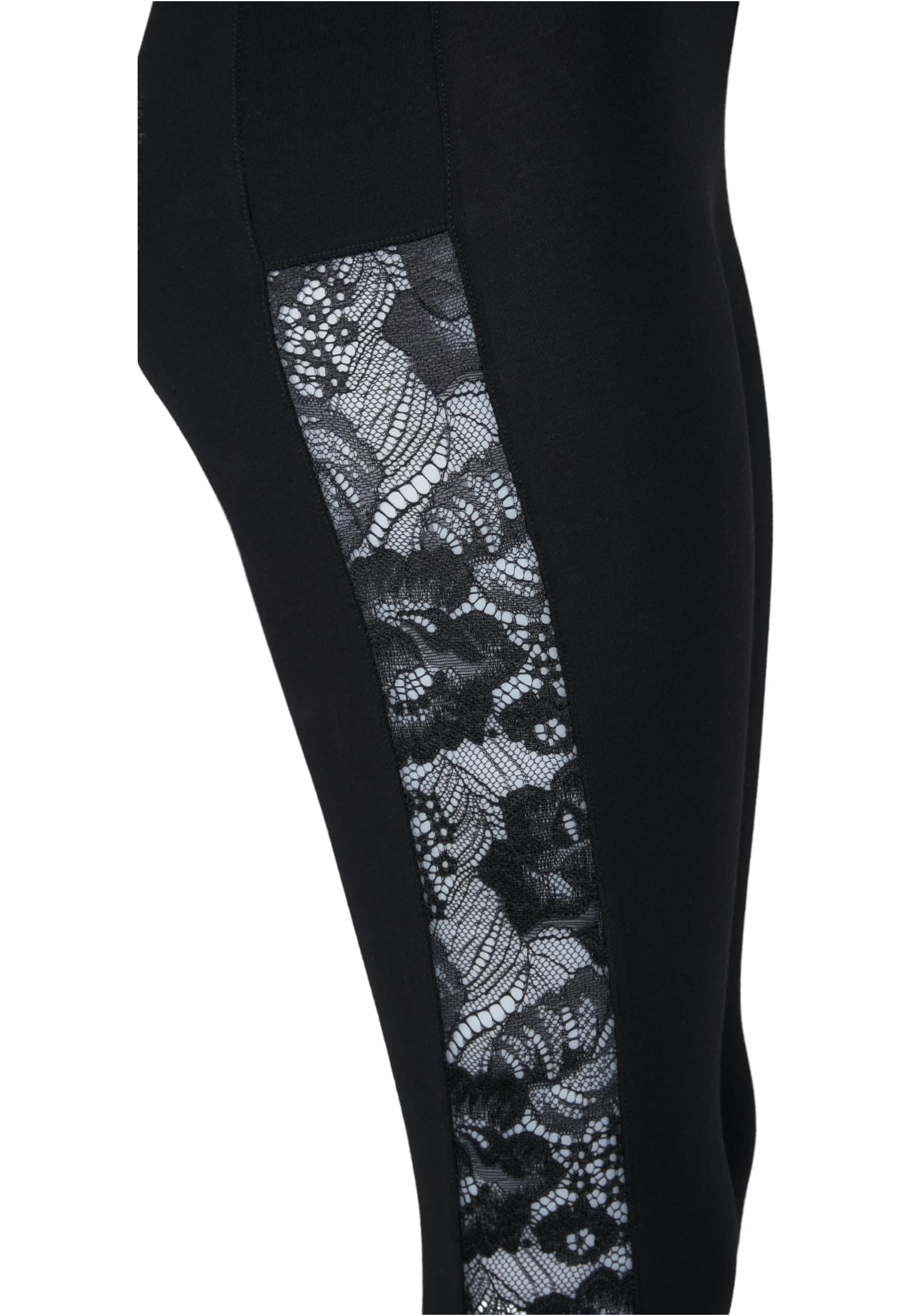 Ladies Lace Striped Leggings | black