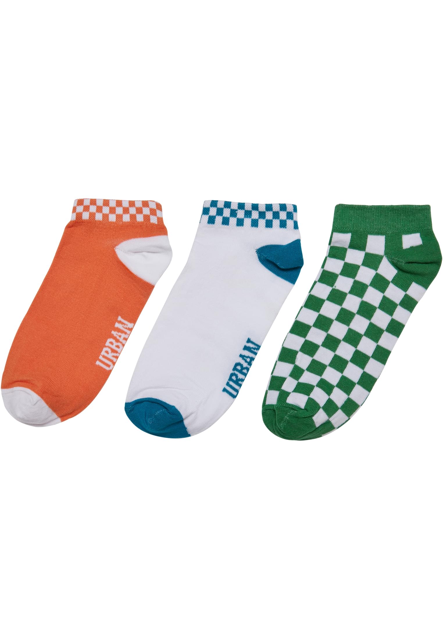 Sneaker Socks Checks 3-Pack | orange/green/teal