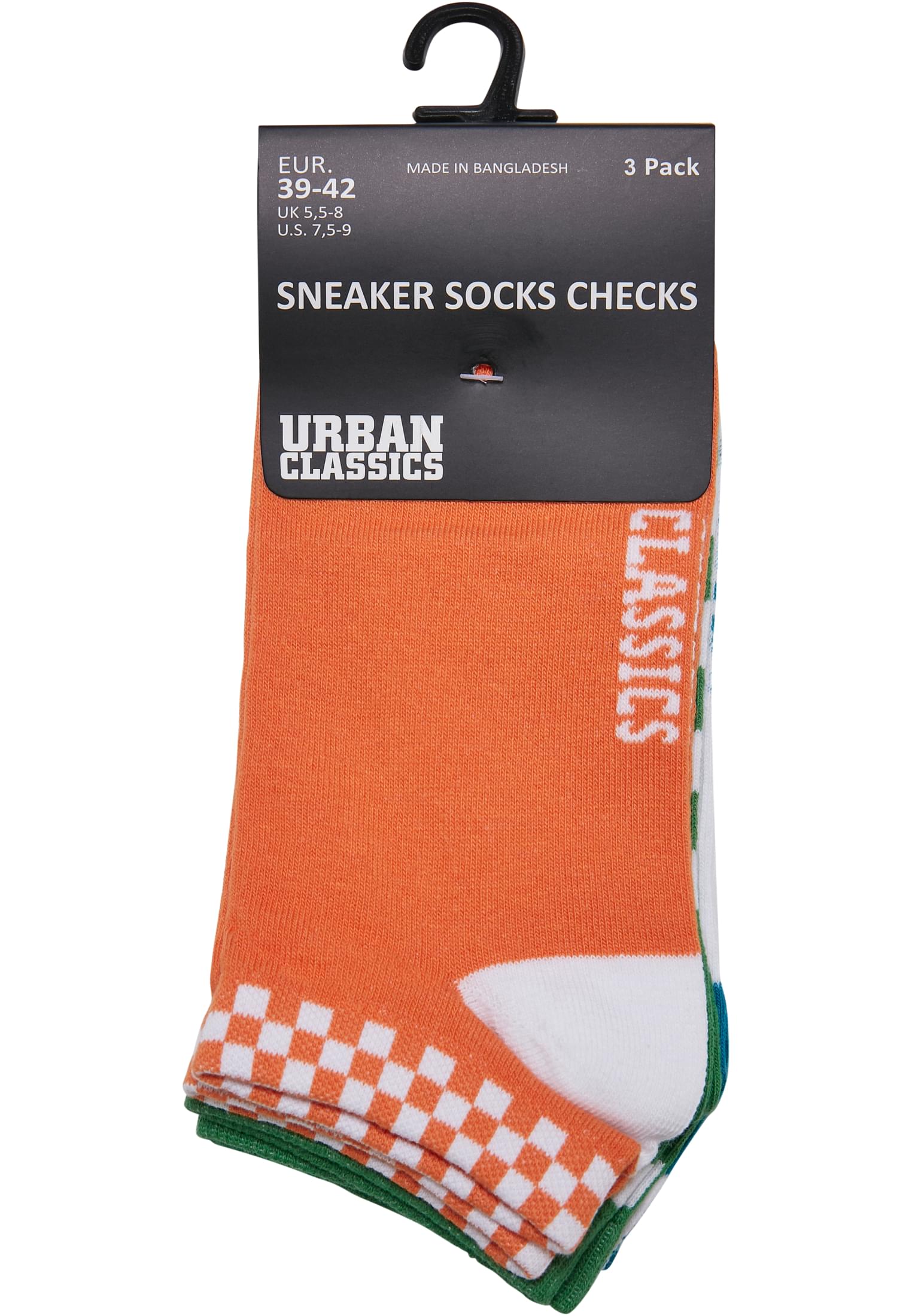 Sneaker Socks Checks 3-Pack | orange/green/teal