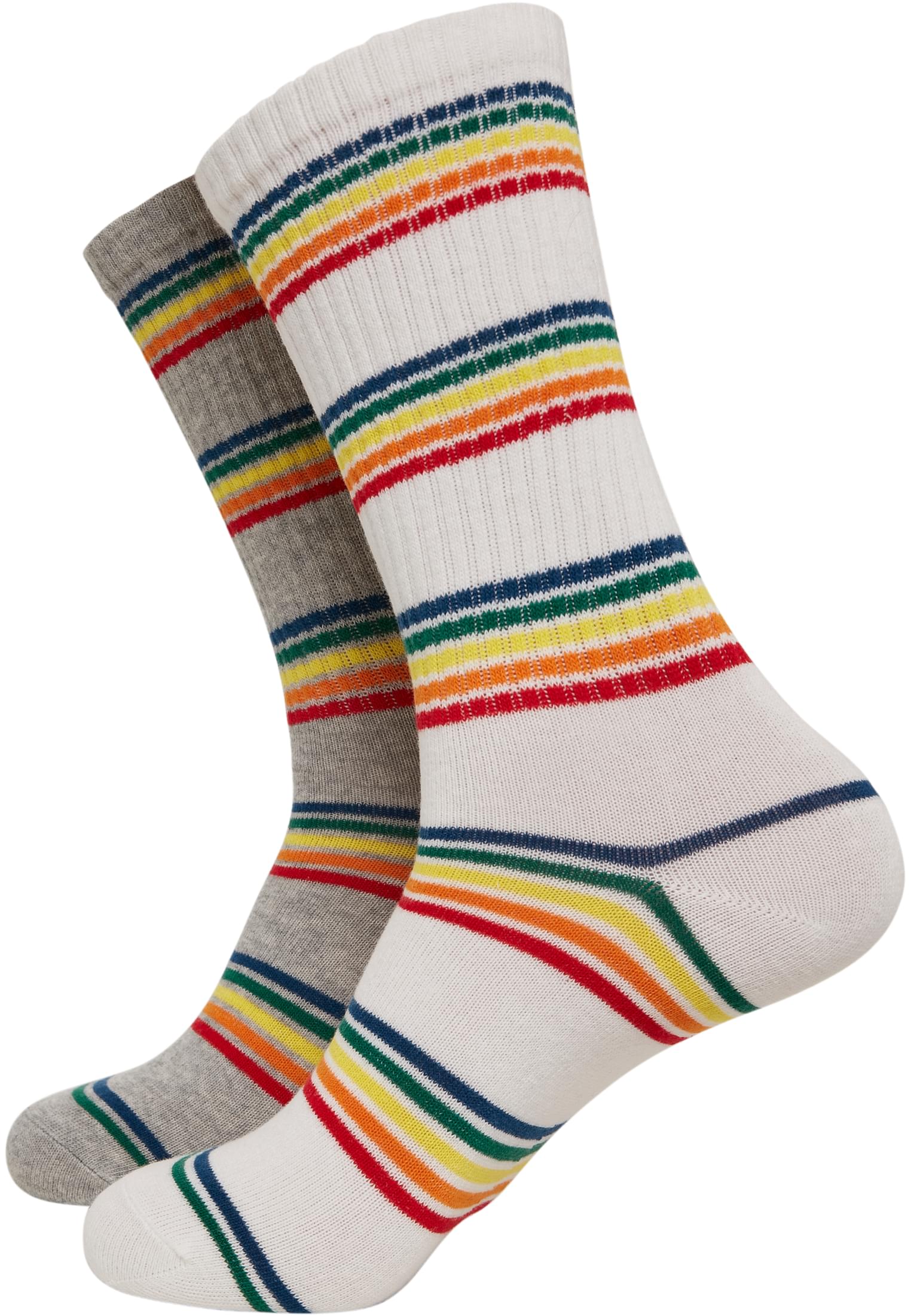 Rainbow Stripes Socks 2-Pack | grey/white