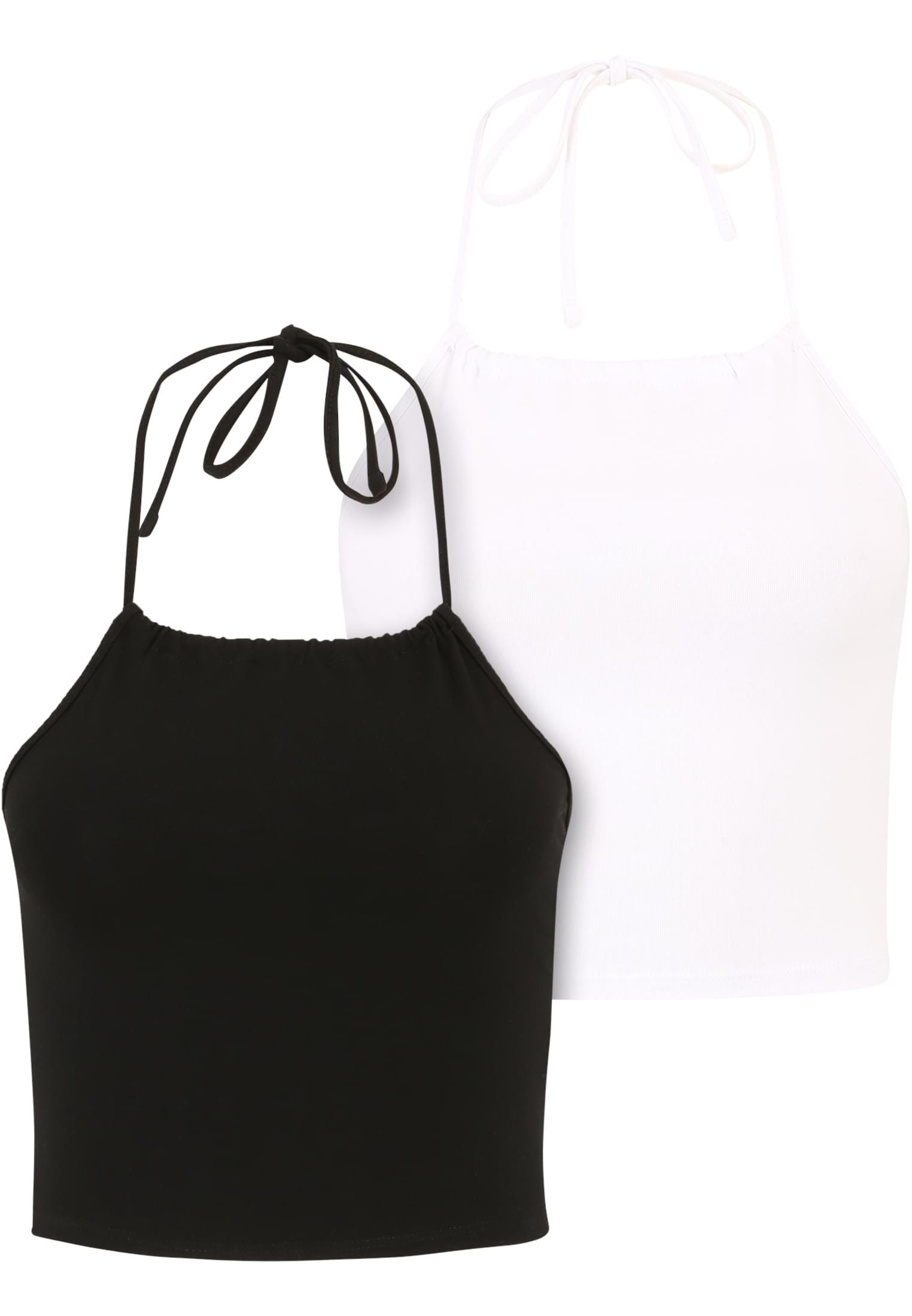 Ladies Cropped Neckholder Top 2-Pack | black/white