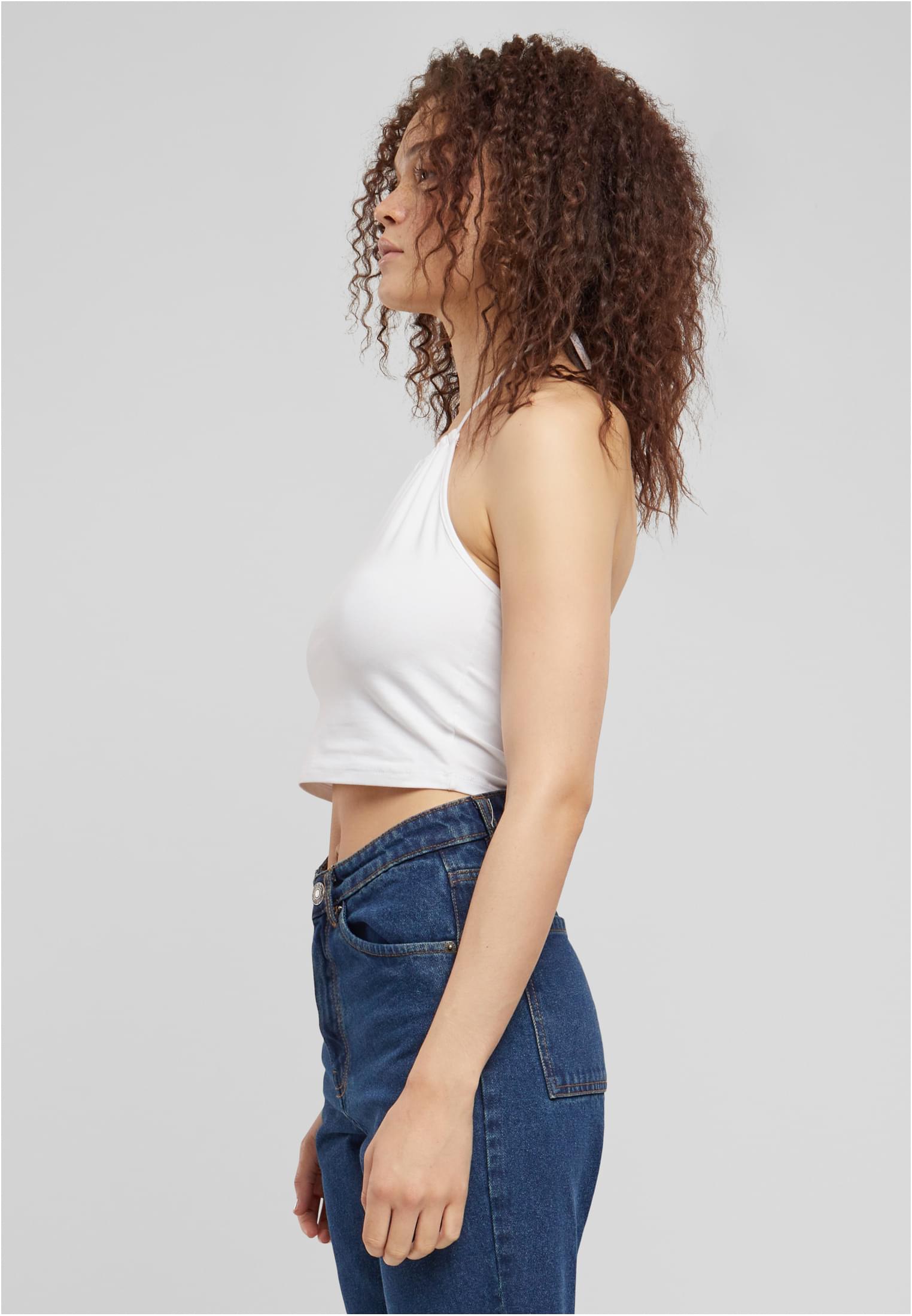 Ladies Cropped Neckholder Top | white