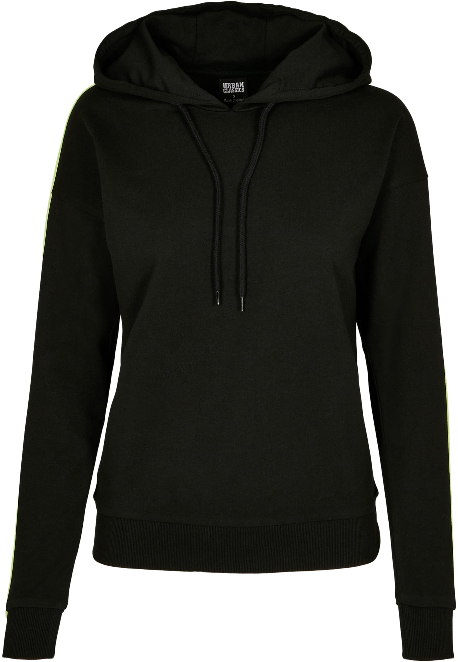 Ladies Neon Shoulder Stripe Hoody | black/electriclime