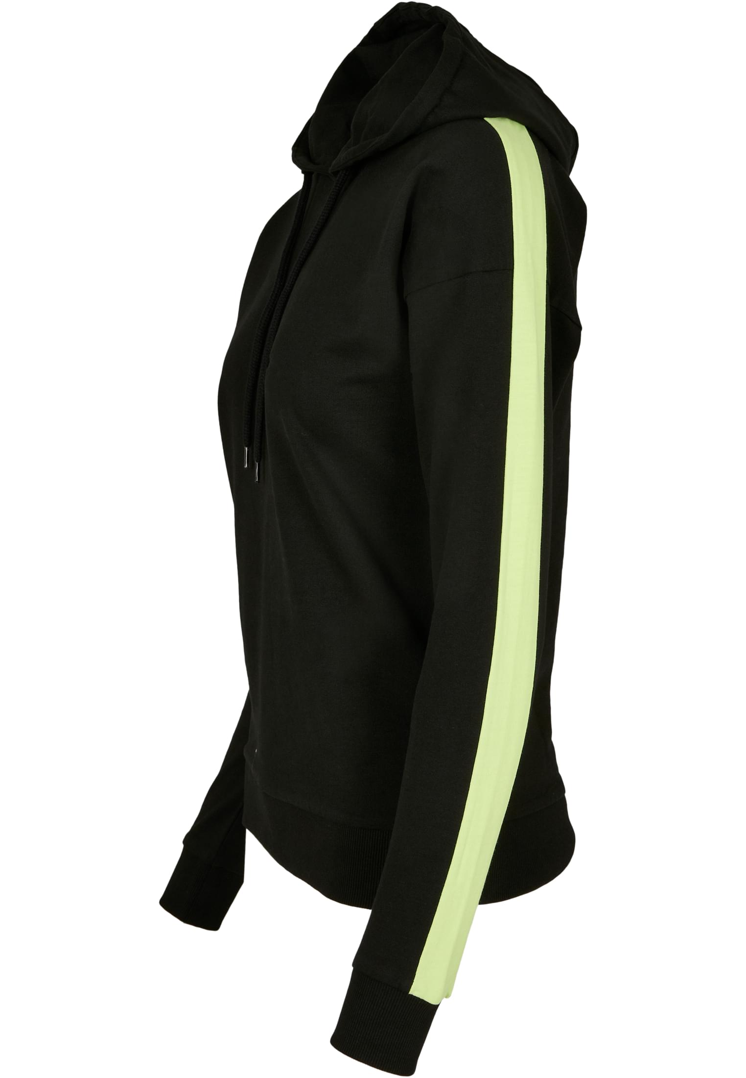 Ladies Neon Shoulder Stripe Hoody | black/electriclime