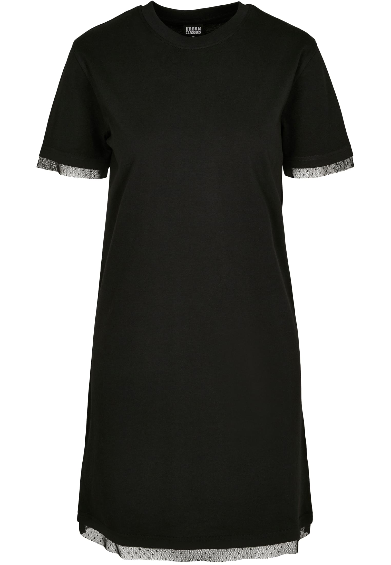 Ladies Boxy Lace Hem Tee Dress | black