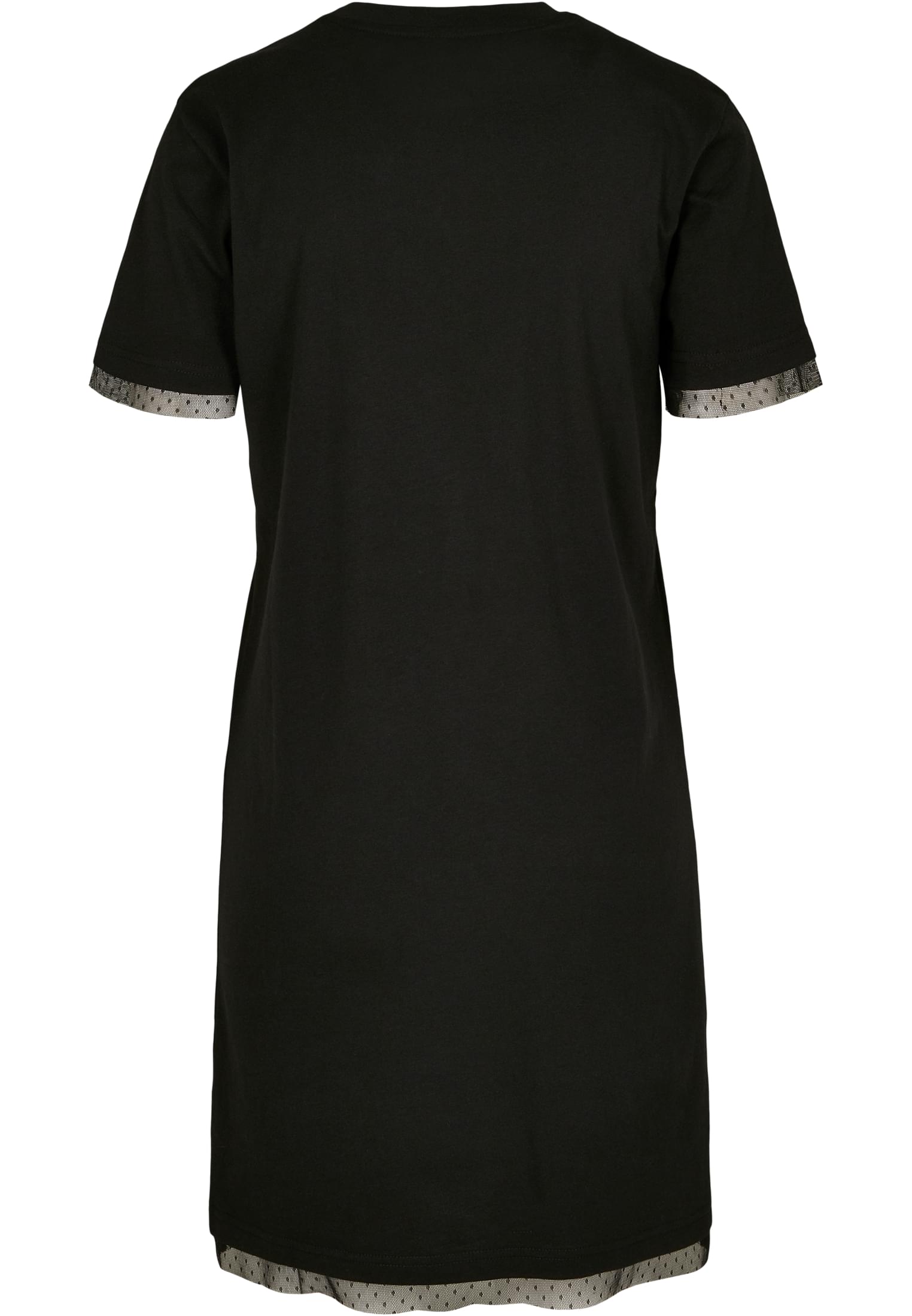 Ladies Boxy Lace Hem Tee Dress | black