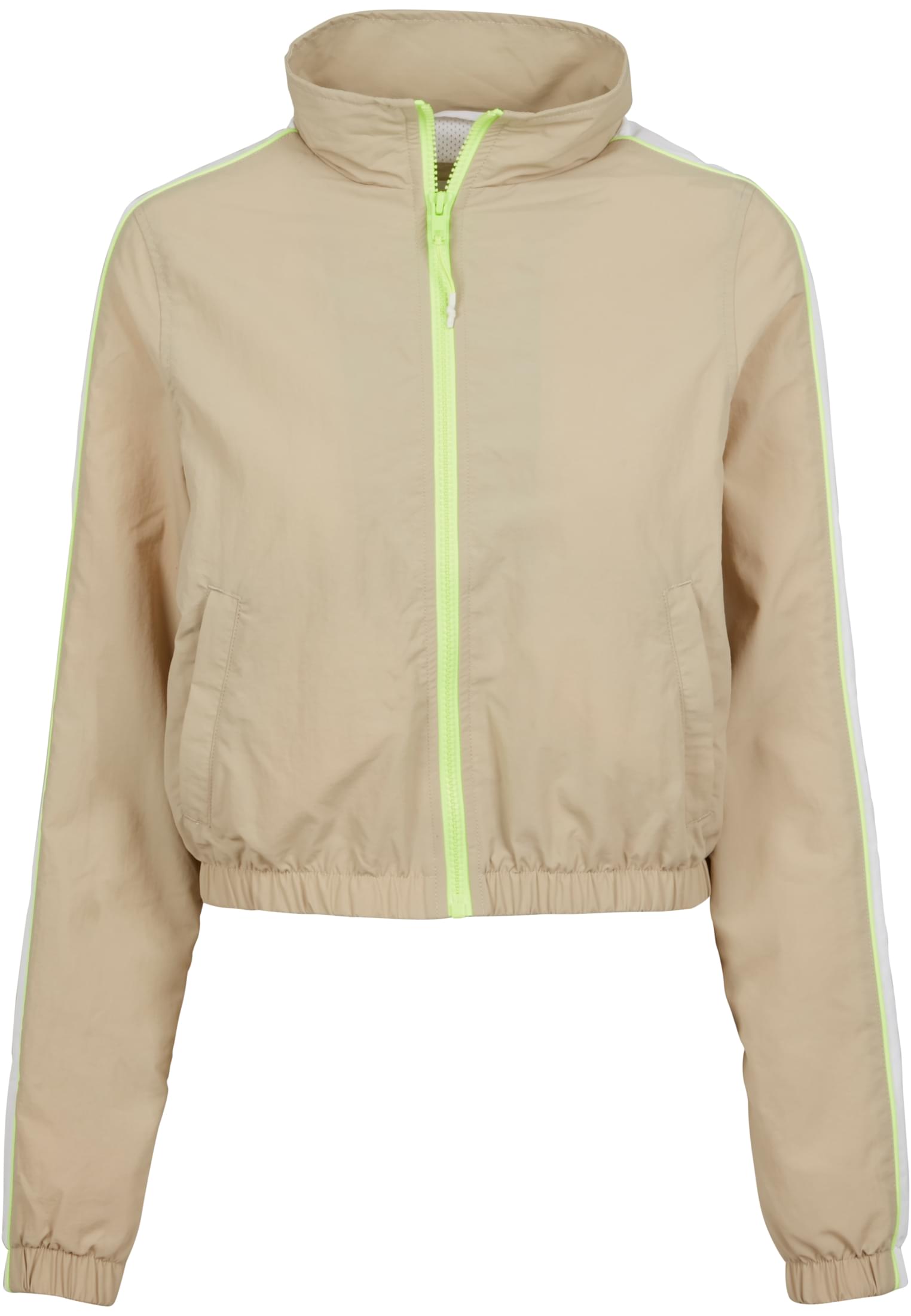 Ladies Short Piped Track Jacket | concrete/electriclime