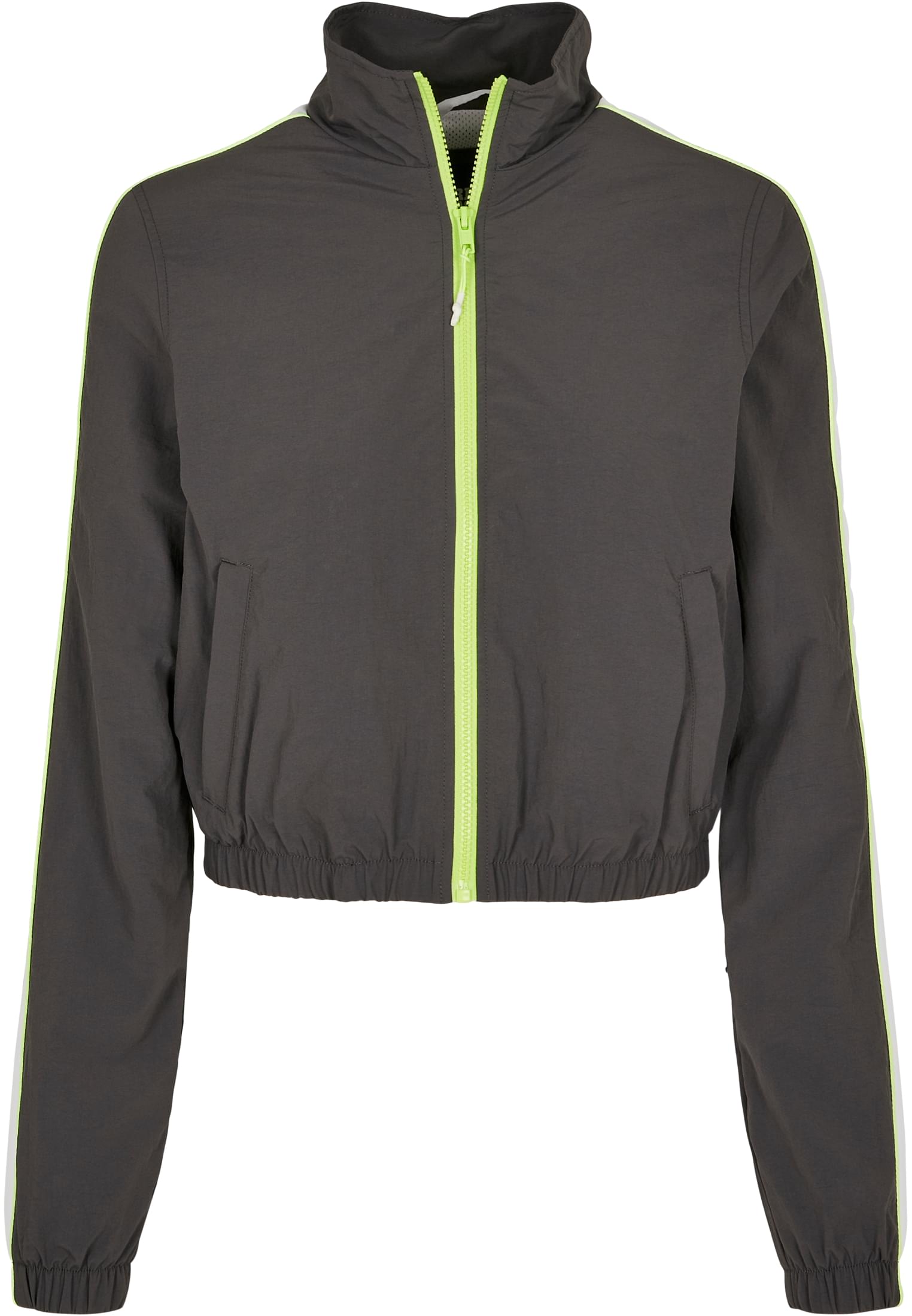 Ladies Short Piped Track Jacket | darkshadow/electriclime