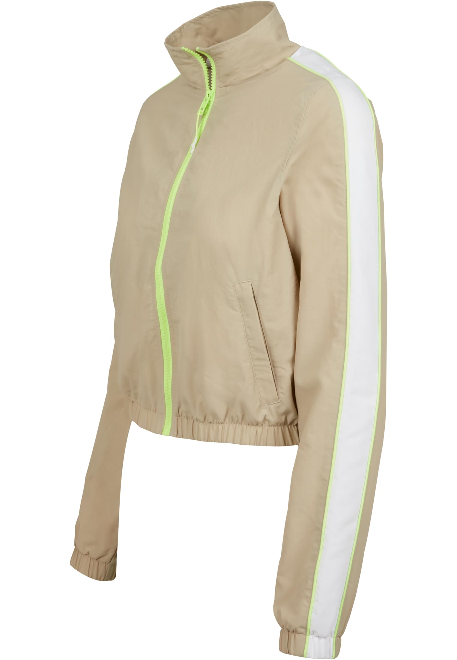 Ladies Short Piped Track Jacket | concrete/electriclime