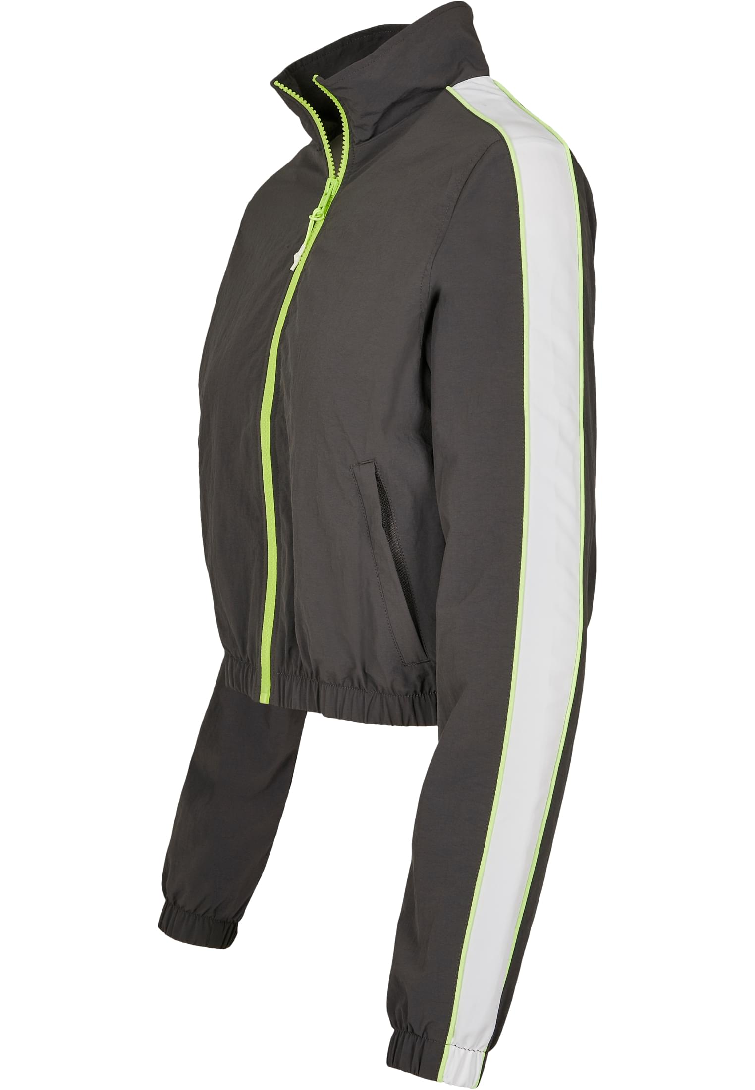 Ladies Short Piped Track Jacket | darkshadow/electriclime