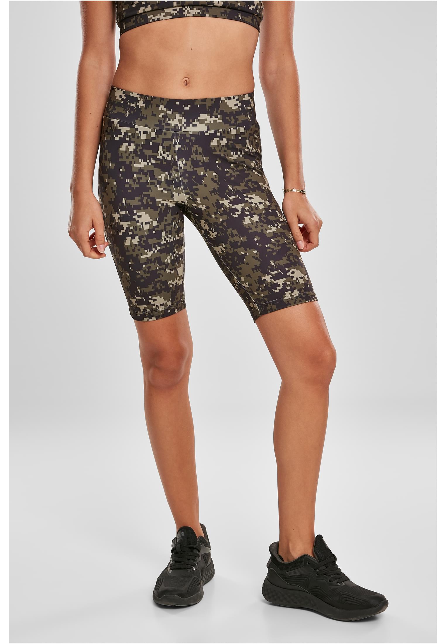 Ladies High Waist Camo Tech Cycle Shorts | wood digital camo