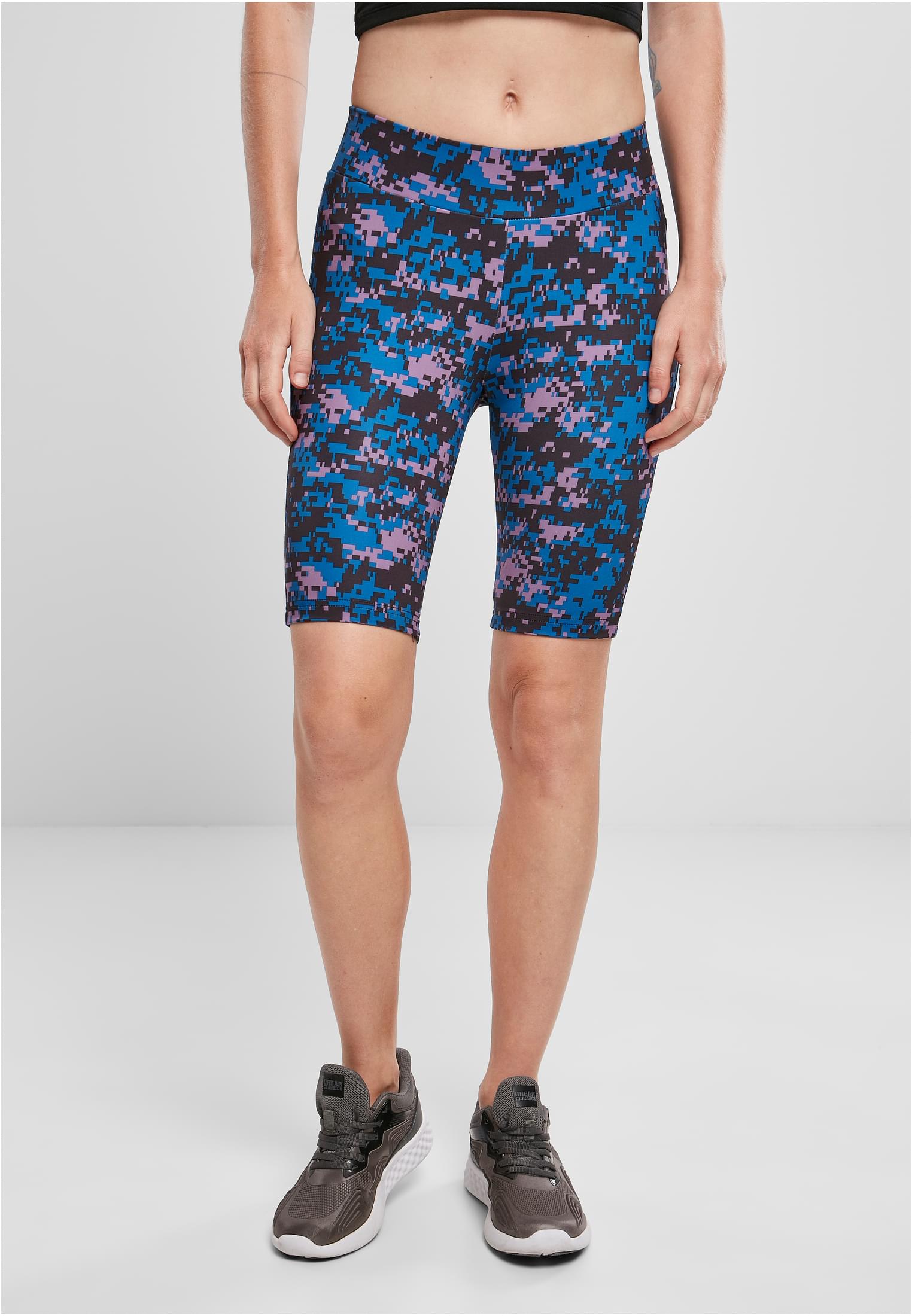 Ladies High Waist Camo Tech Cycle Shorts | digital duskviolet camo