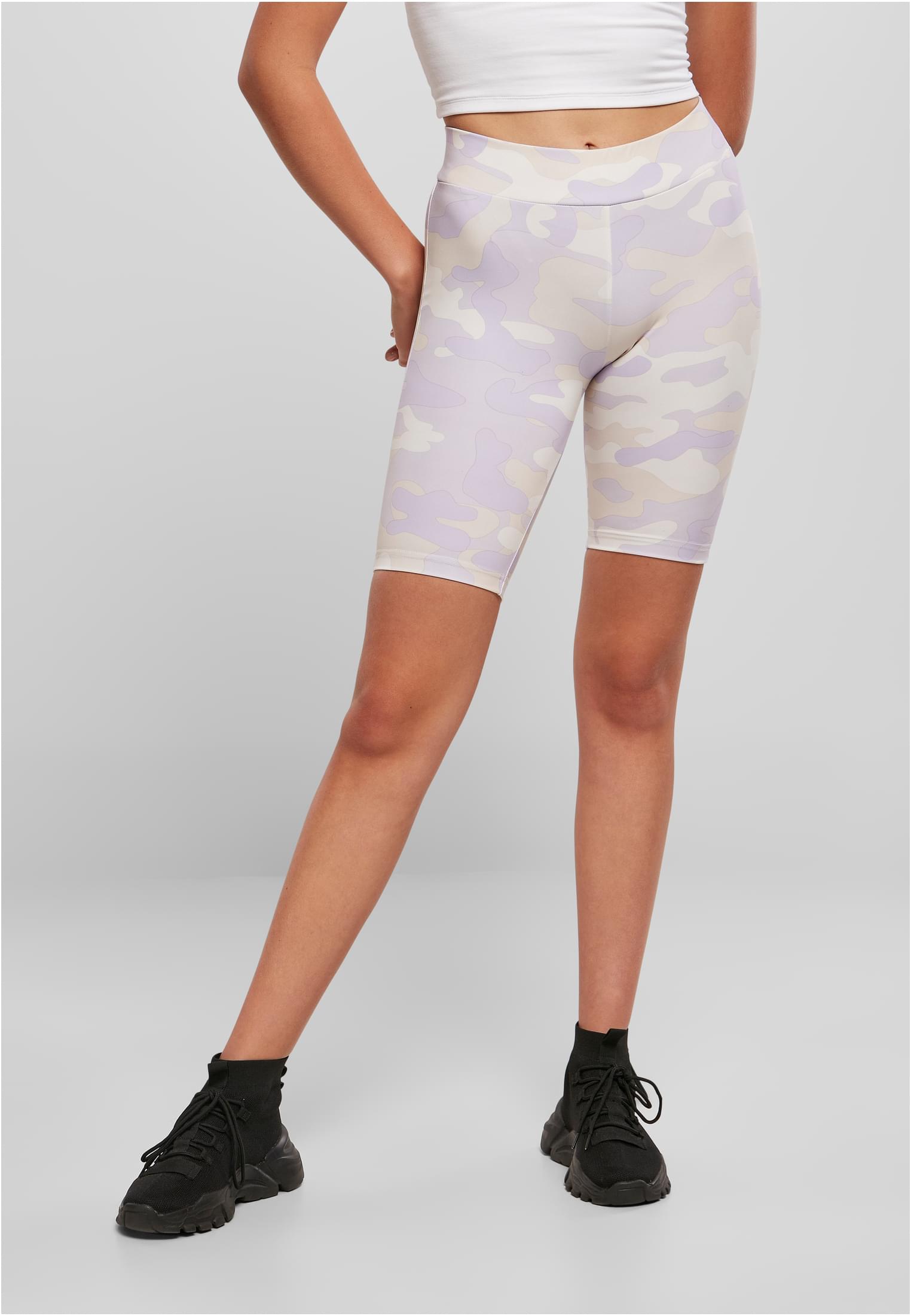 Ladies High Waist Camo Tech Cycle Shorts | lilaccamo