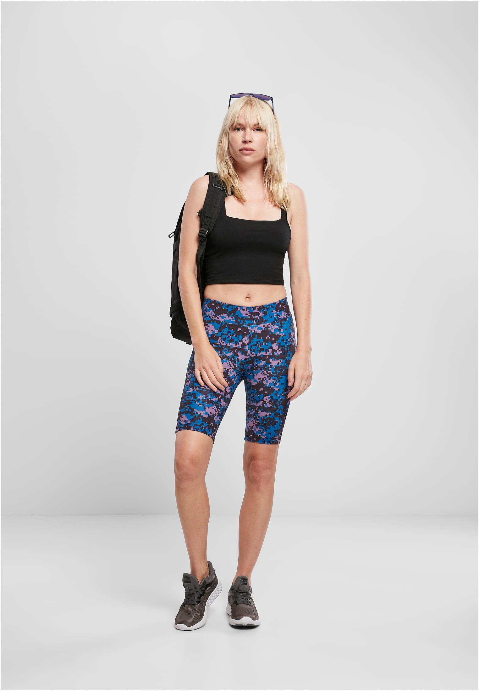 Ladies High Waist Camo Tech Cycle Shorts | digital duskviolet camo