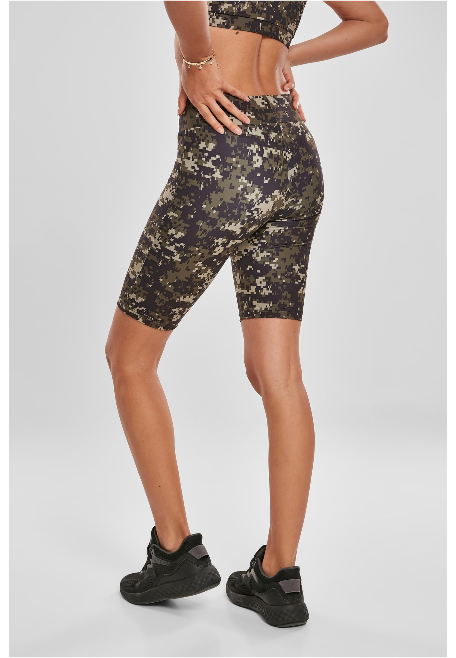 Ladies High Waist Camo Tech Cycle Shorts | wood digital camo