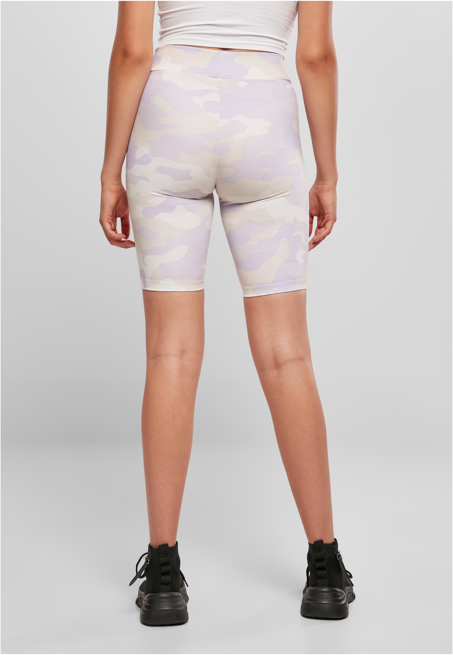 Ladies High Waist Camo Tech Cycle Shorts | lilaccamo