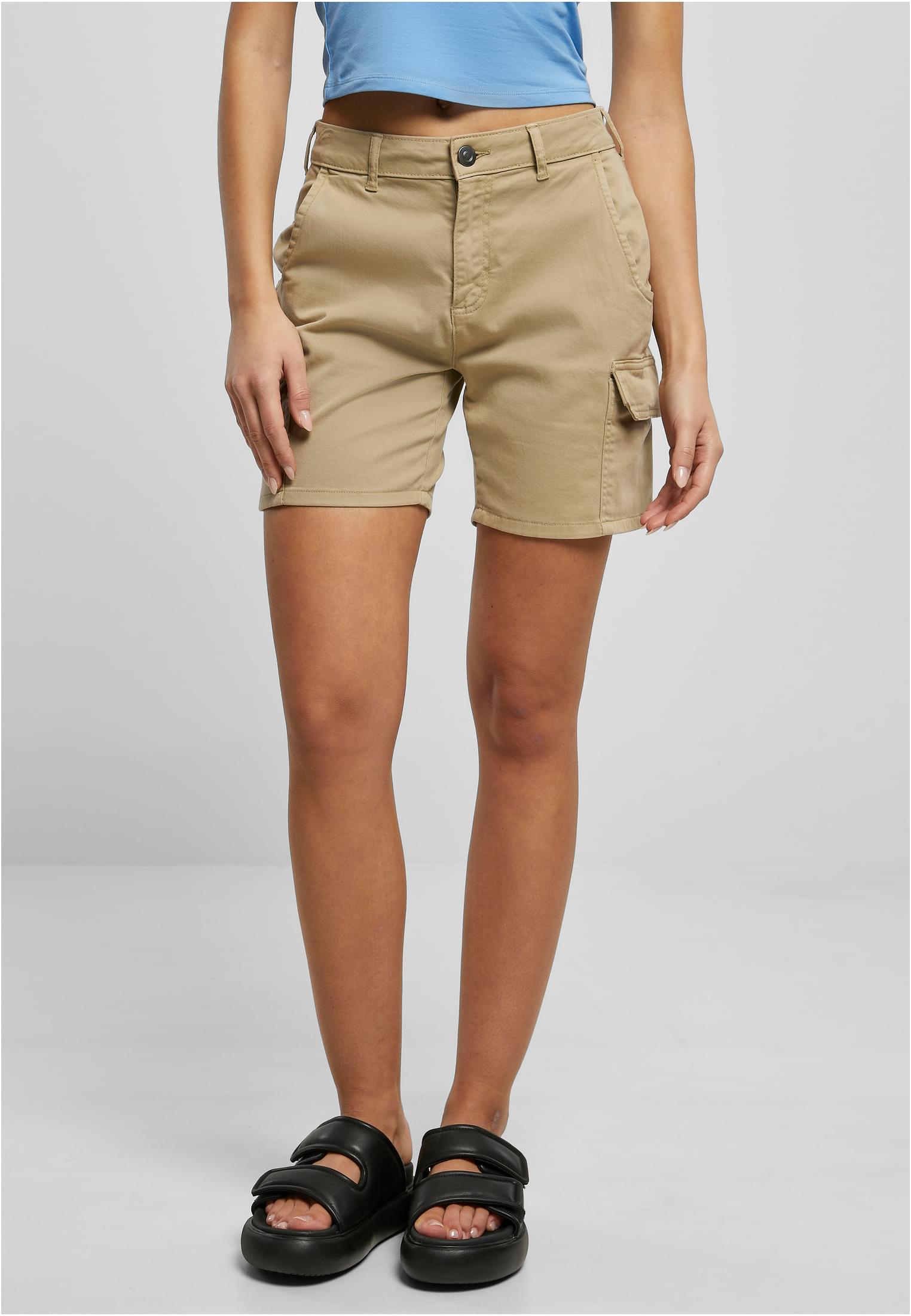 Ladies High Waist Cargo Shorts | unionbeige