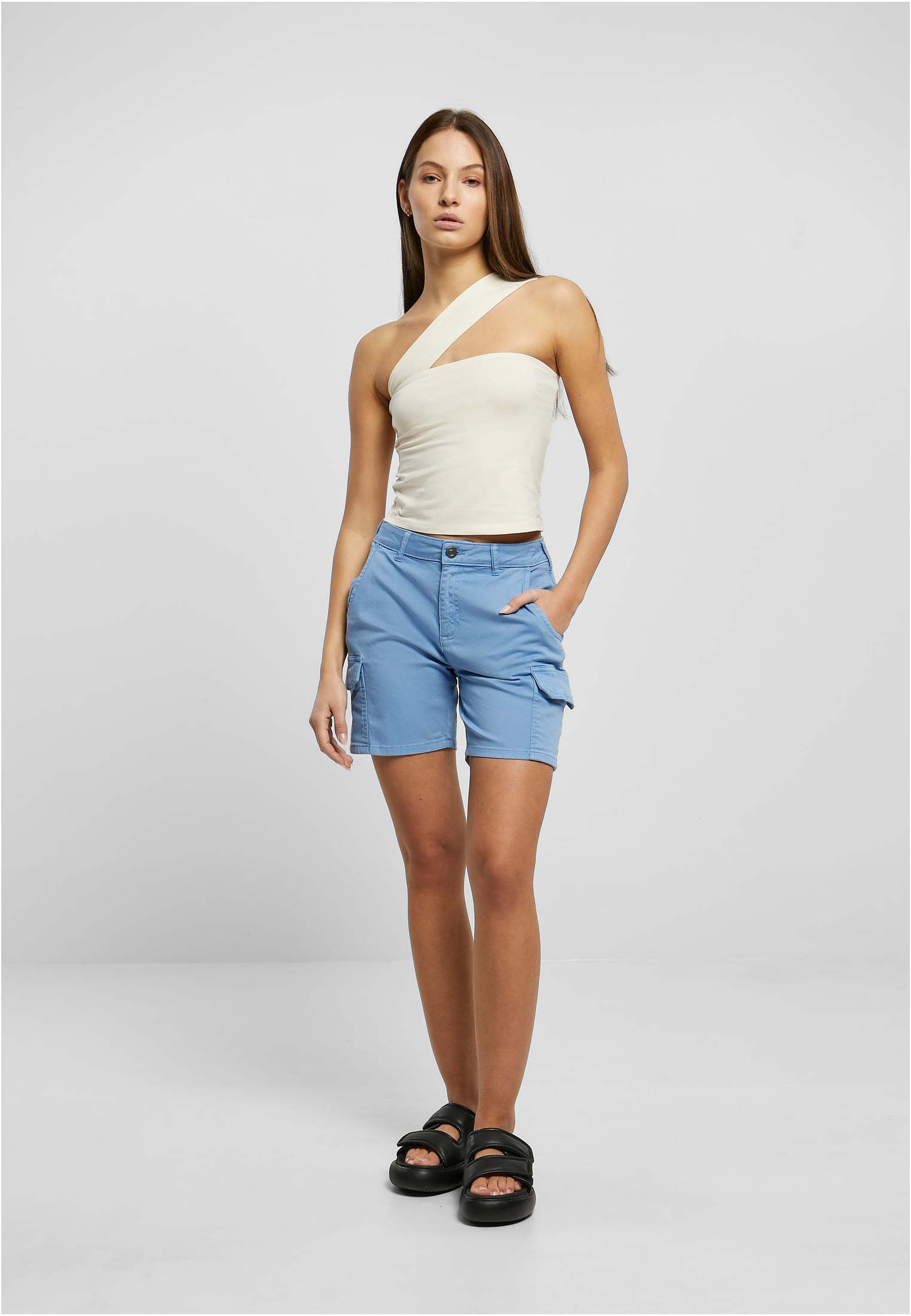 Ladies High Waist Cargo Shorts | horizonblue