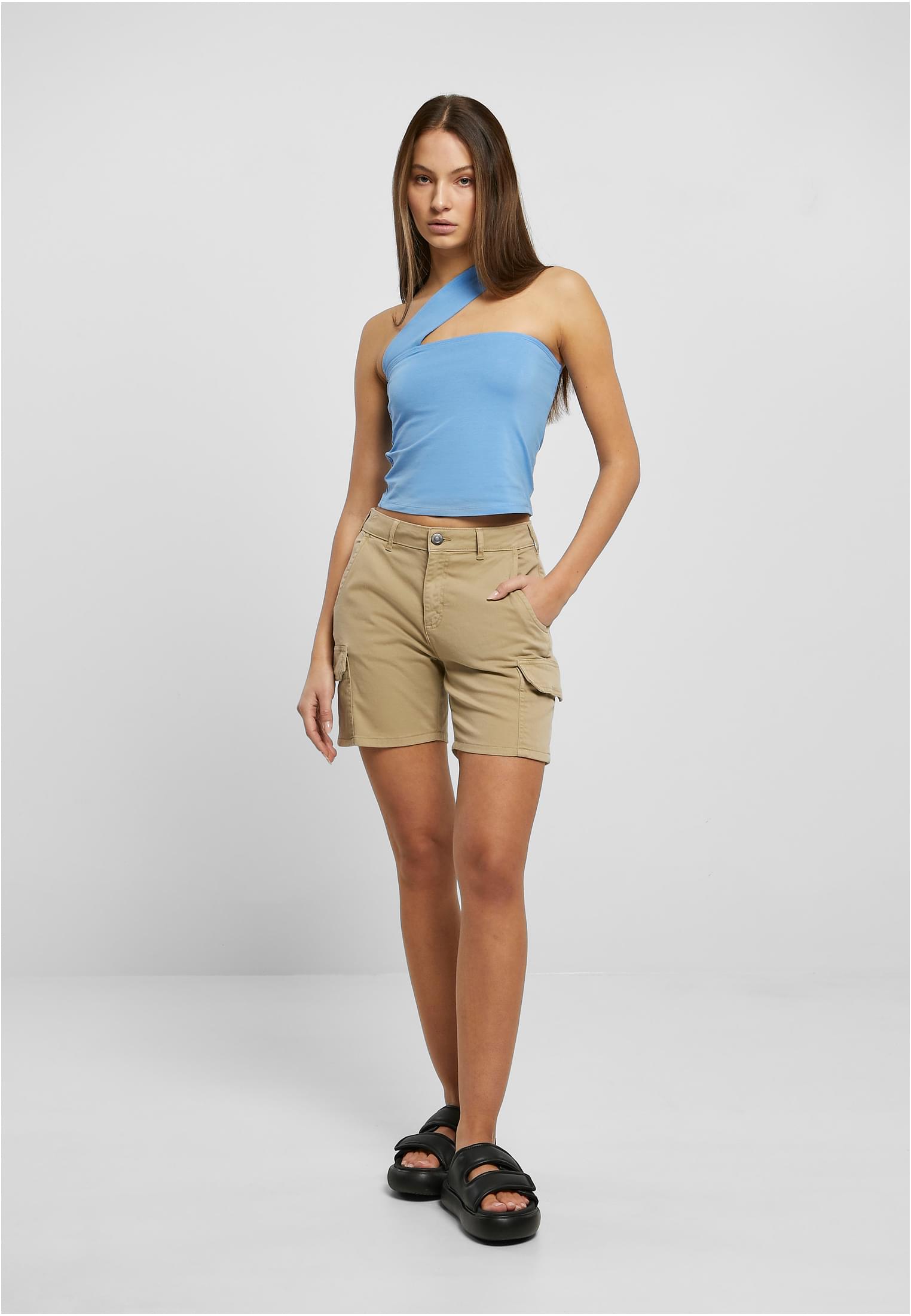 Ladies High Waist Cargo Shorts | unionbeige