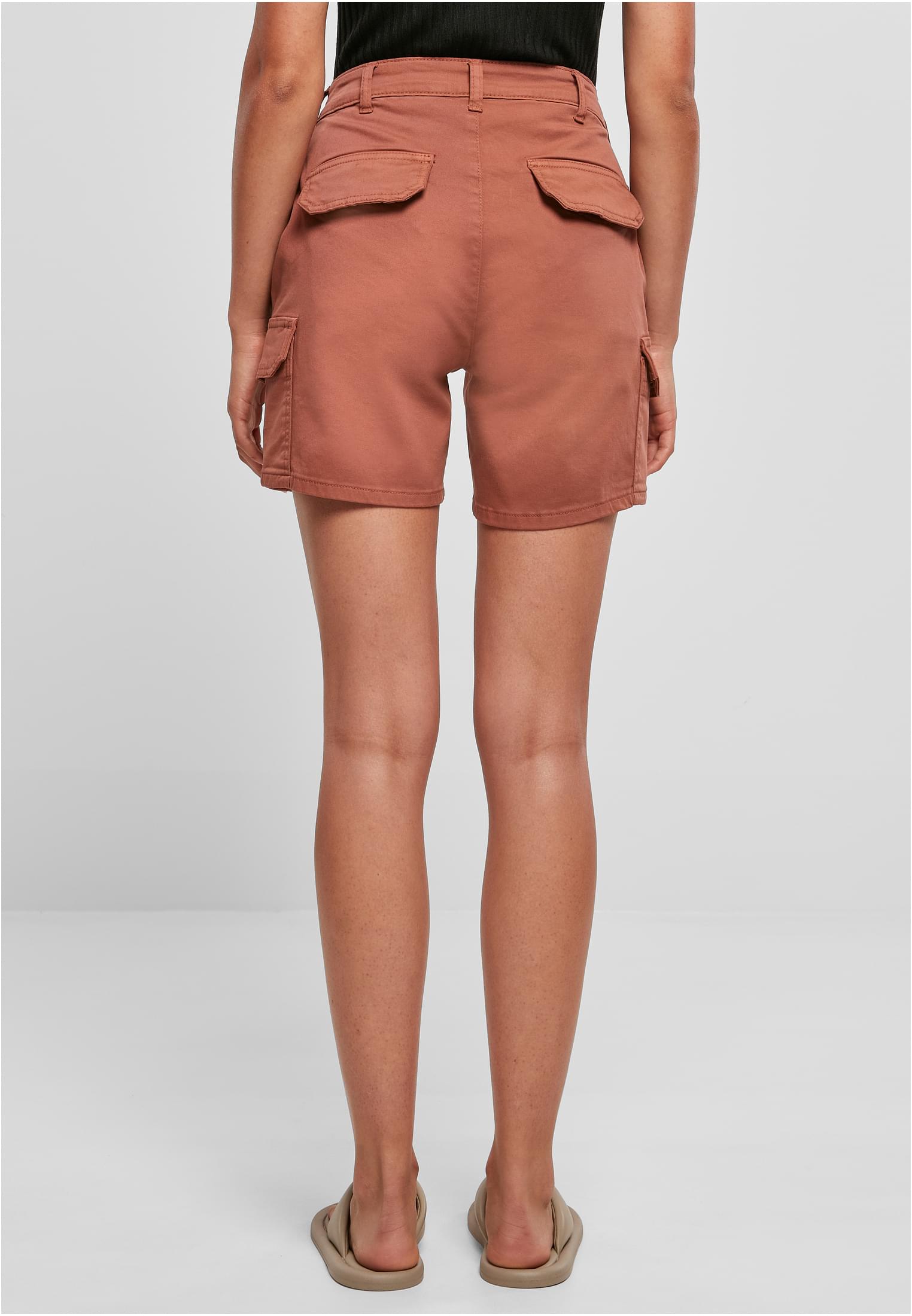 Ladies High Waist Cargo Shorts | terracotta