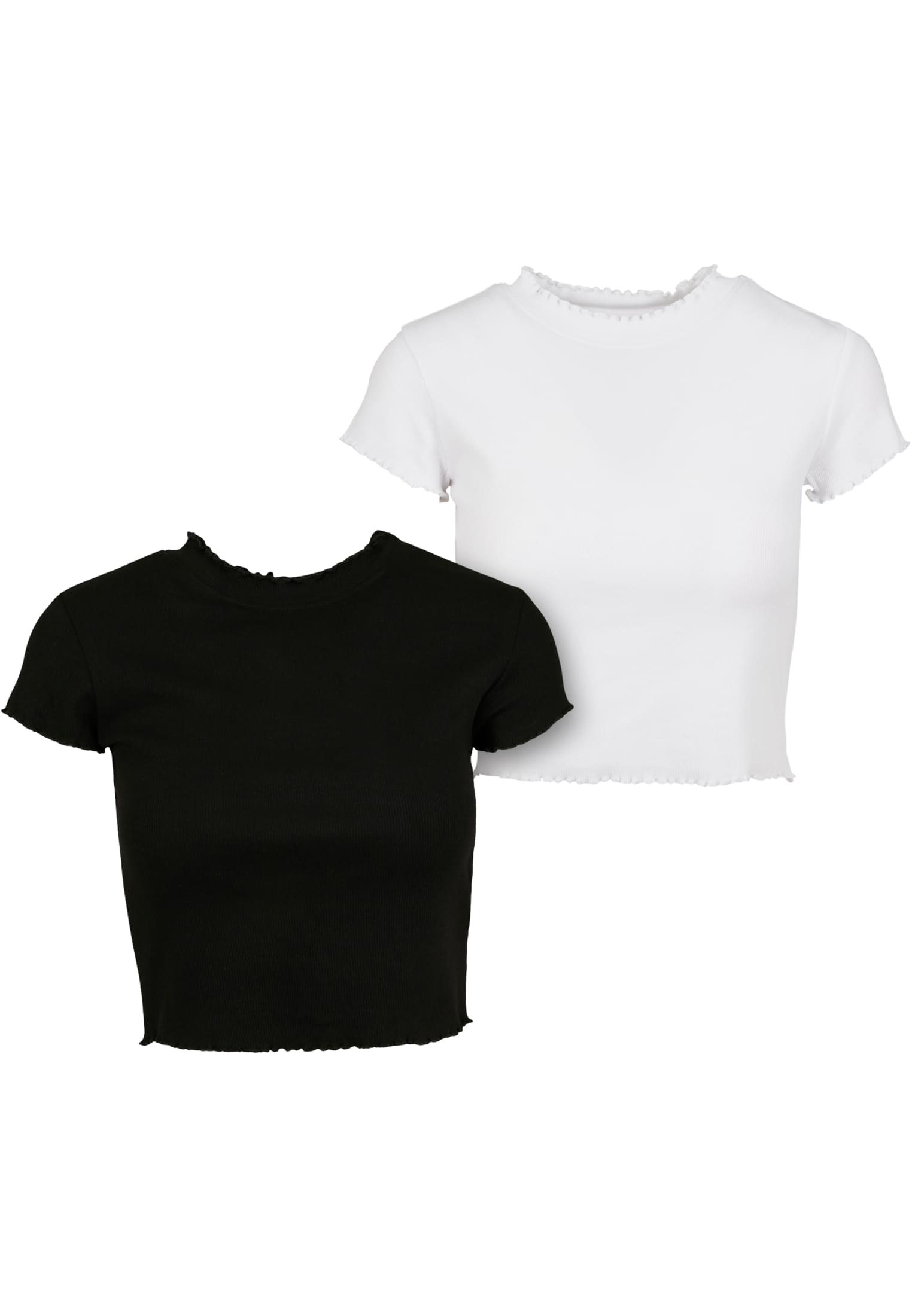 Ladies Cropped Rib Tee 2-Pack | black/white