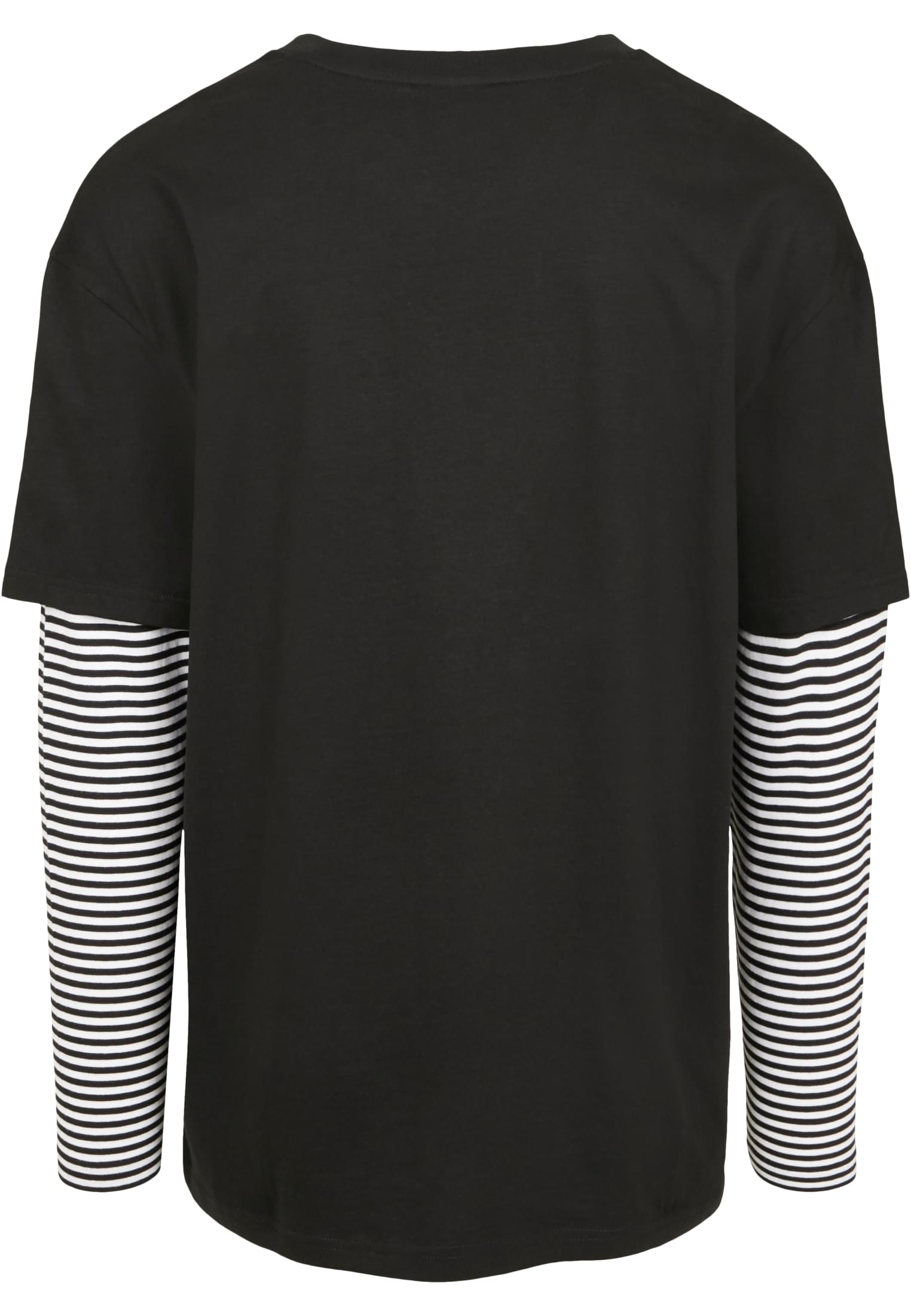 Oversized Double Layer Striped LS Tee | black