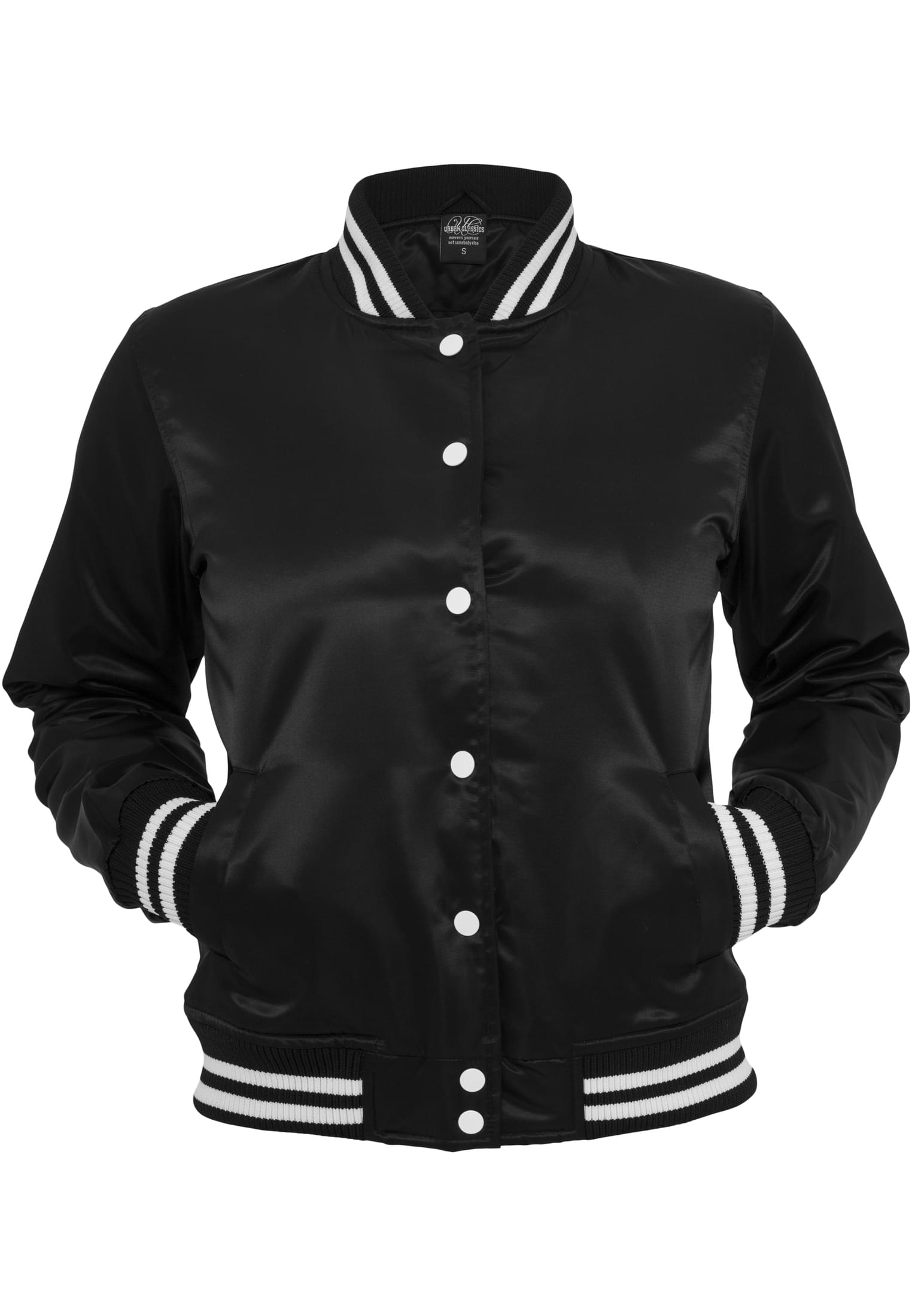 Ladies Shiny College Jacket | blk/wht