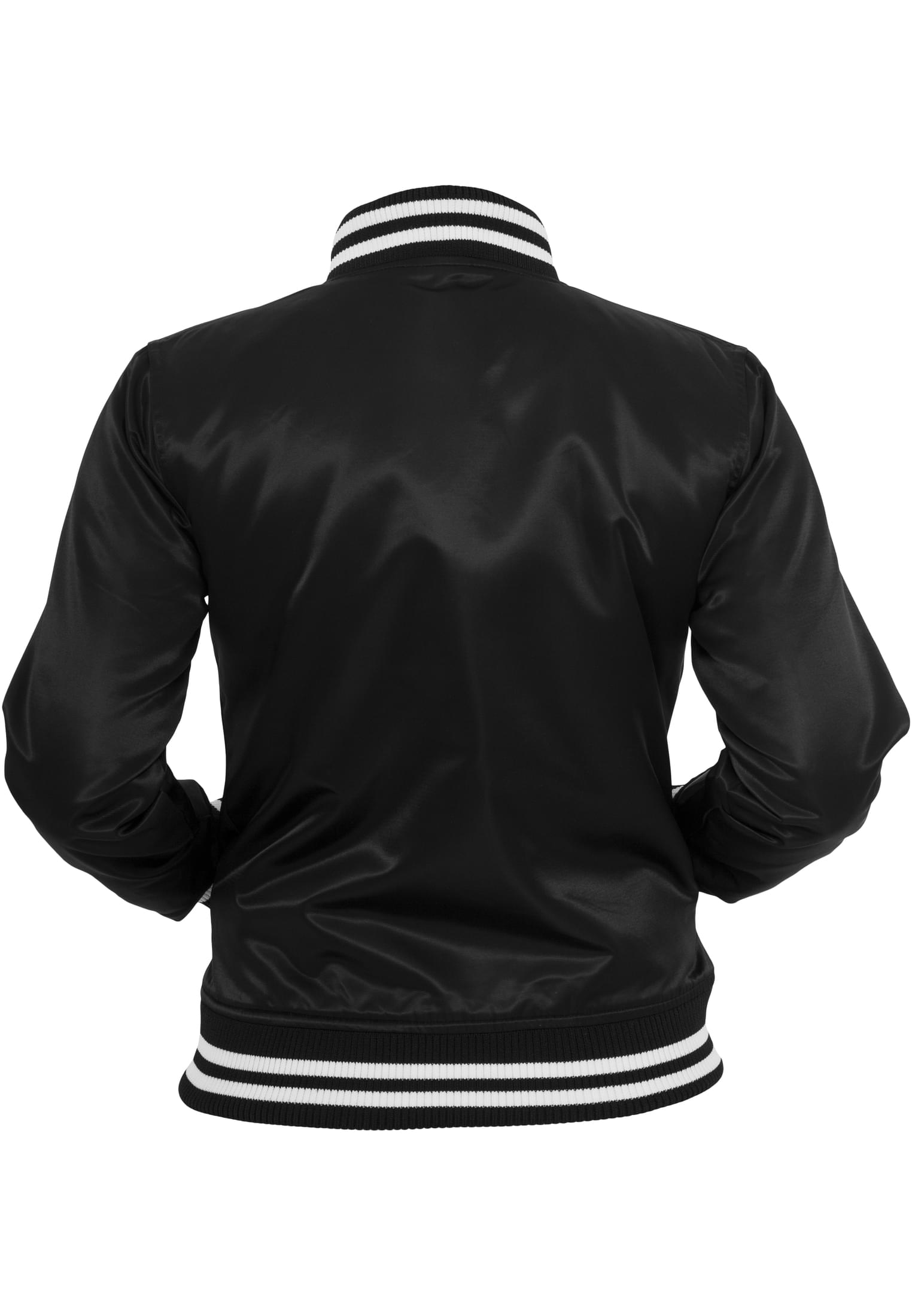 Ladies Shiny College Jacket | blk/wht