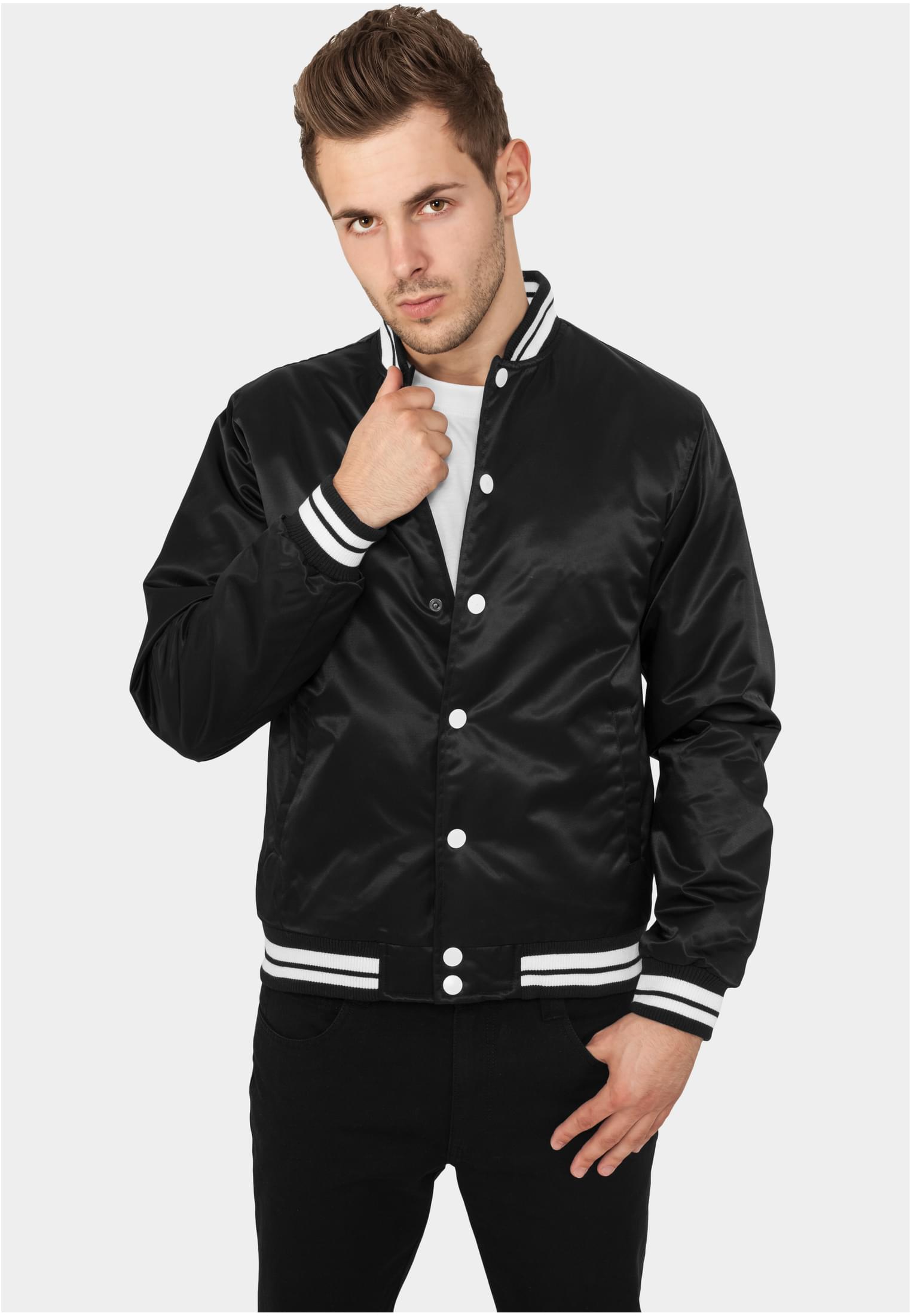 Mens Shiny College Jacket | blk/wht