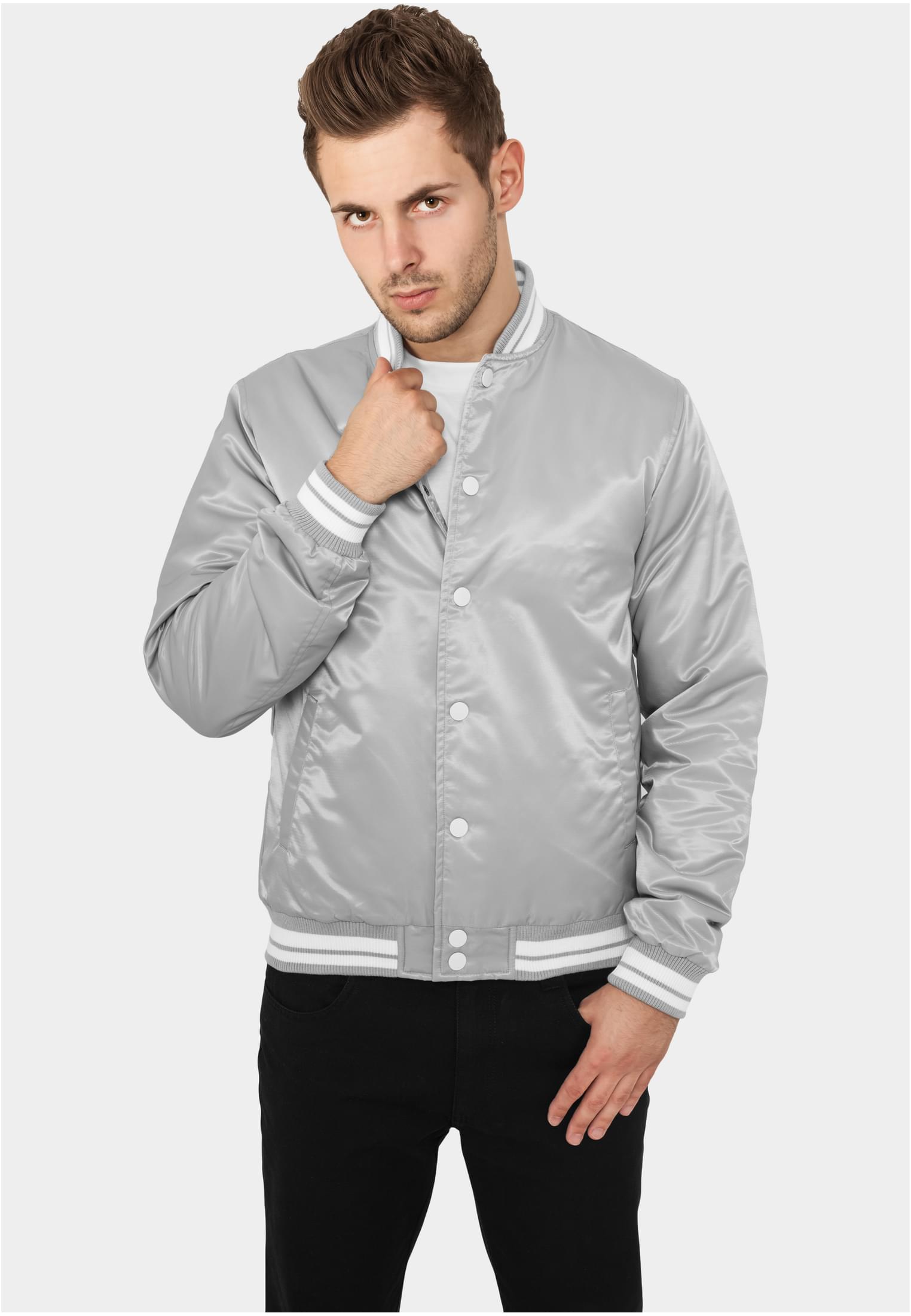 Mens Shiny College Jacket | gry/wht