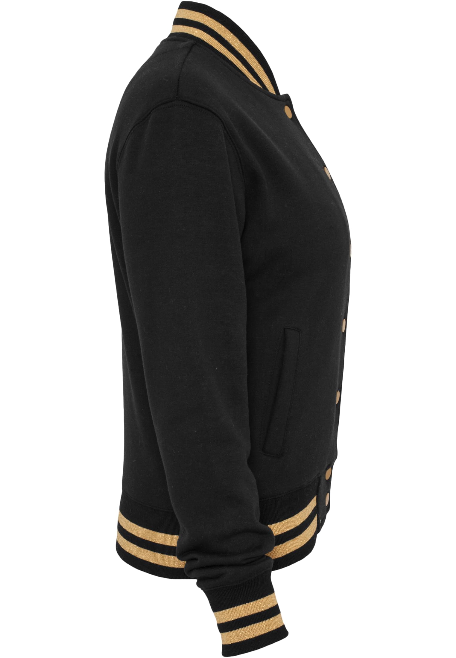 Ladies Metallic College Sweatjacket | blk/gol