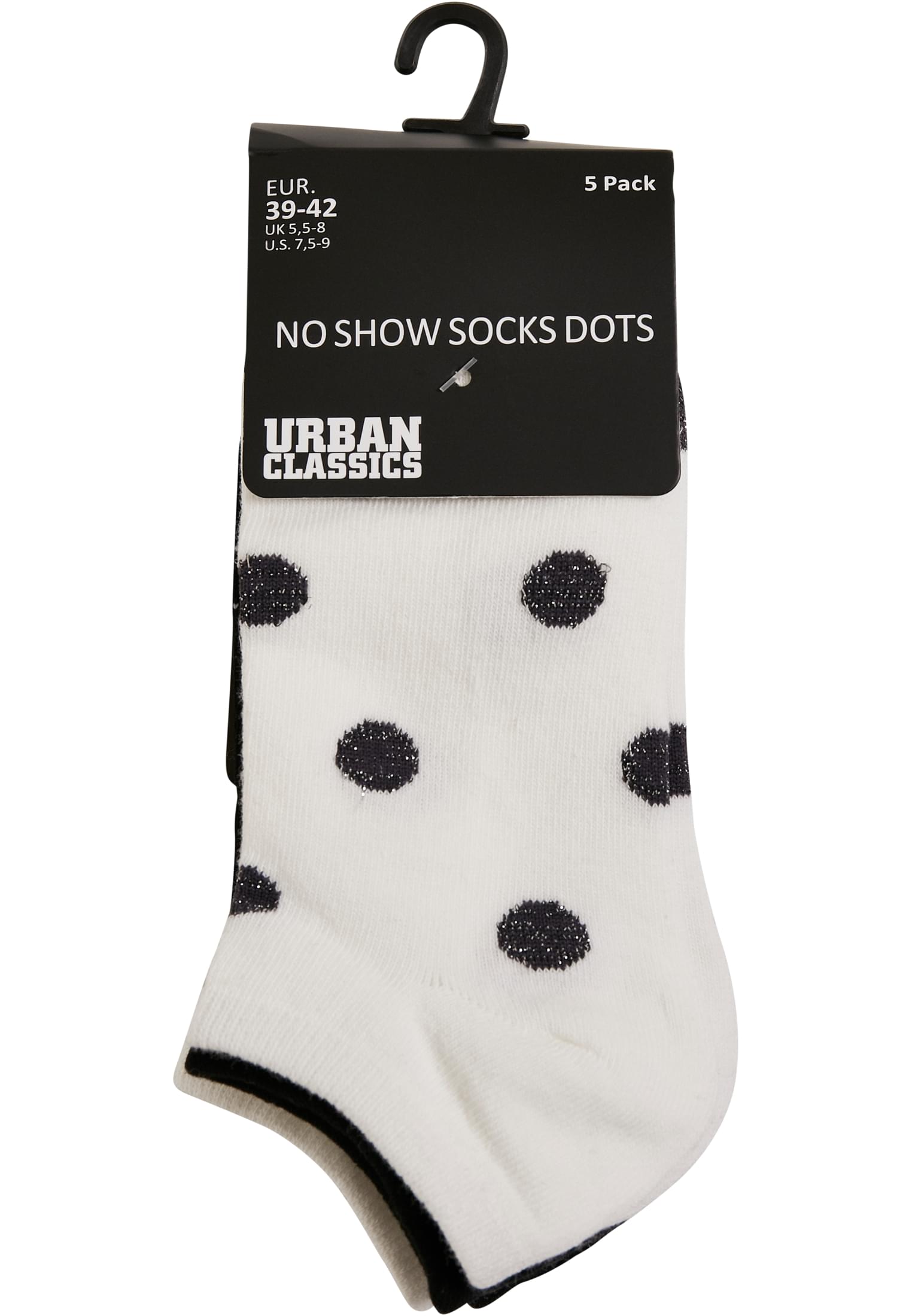 No Show Socks Dots 5-Pack | white/black