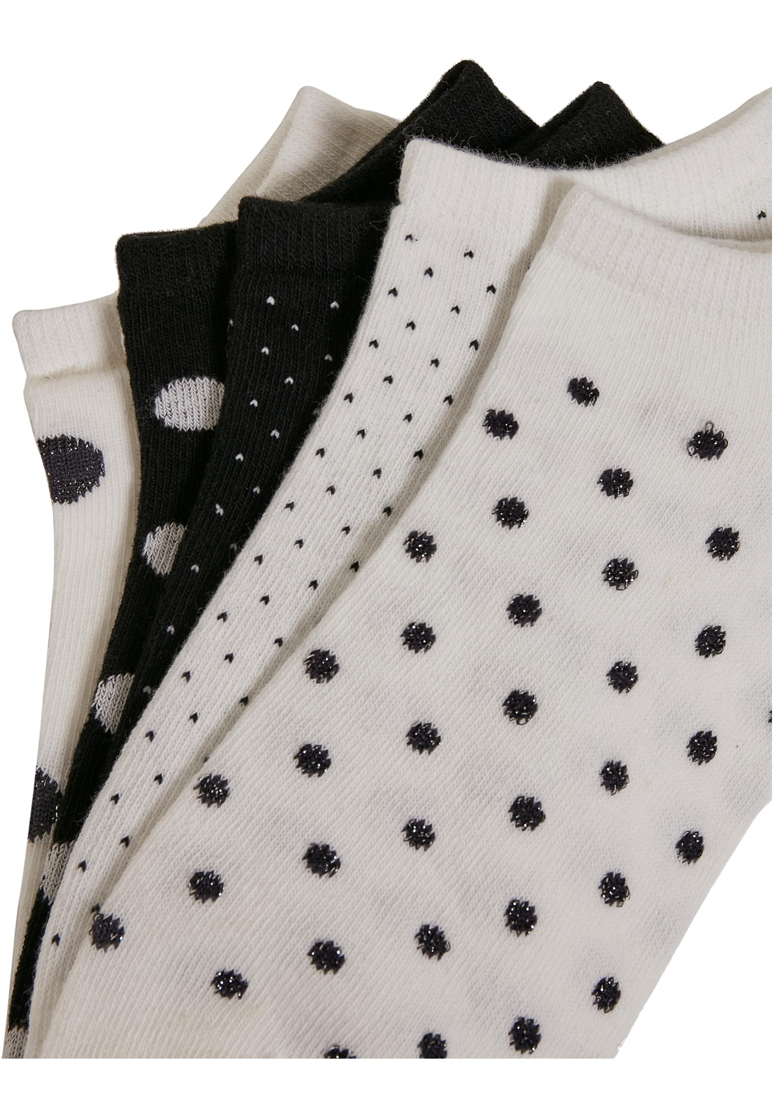 No Show Socks Dots 5-Pack | white/black